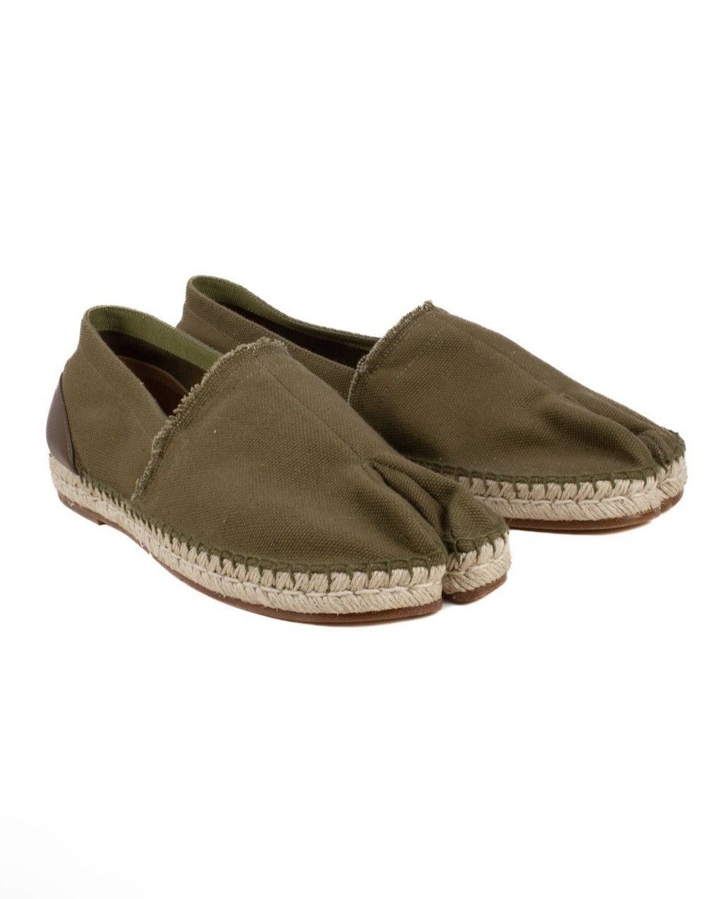 image of Maison Margiela Olive Canvas Espadrille Tabi Loafers, Men's (Size 9)