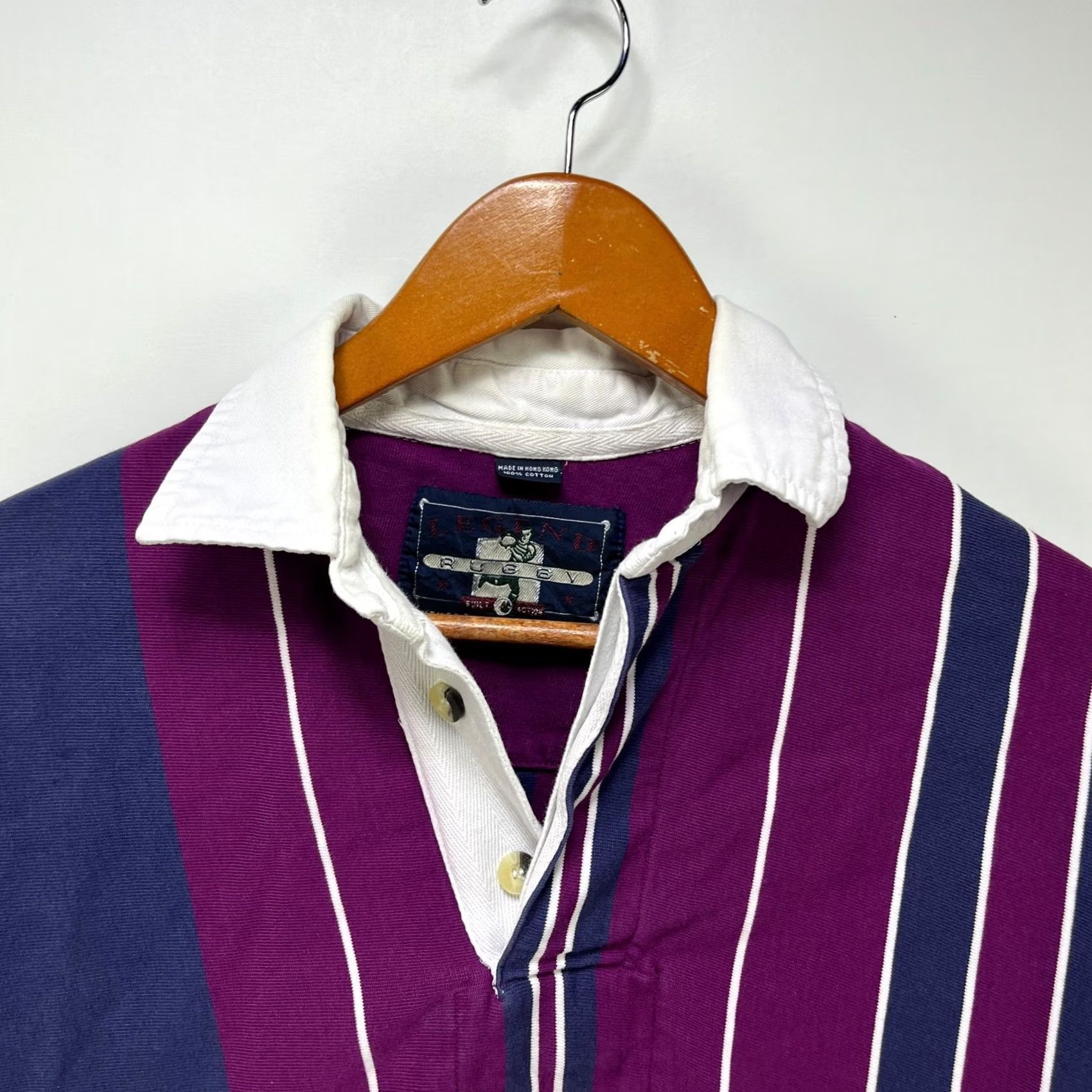 Vintage VINTAGE Rugby Polo Shirt Striped Purple 90s Hunting Logo Button M Men Size US M / EU 48-50 / 2 - 3 Thumbnail