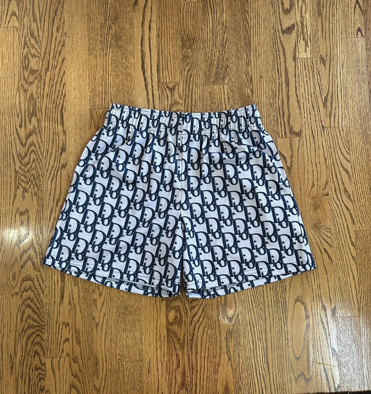 Bravest Studios Cream/Navy Oblique Mesh Shorts - Medium