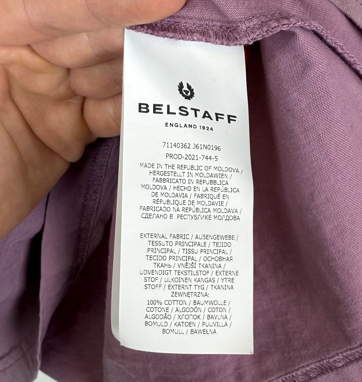 Belstaff Belstaff Short Sleeve Crew Neck T-shirt Lavender Patch Logo Size US L / EU 52-54 / 3 - 9 Thumbnail