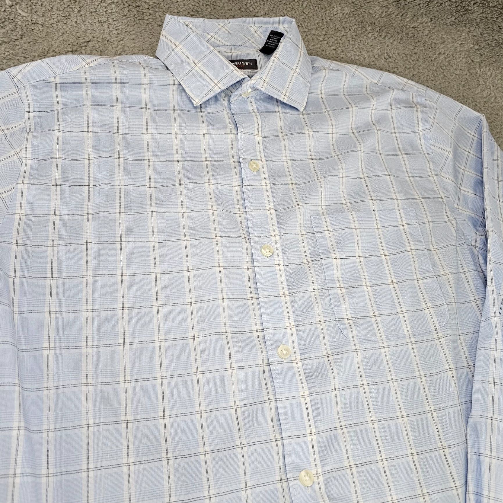 Van Heusen Van Heusen Shirt Mens Small Blue Check Classic Fit Travel Long Sleeve Button Up Size US S / EU 44-46 / 1 - 3 Thumbnail