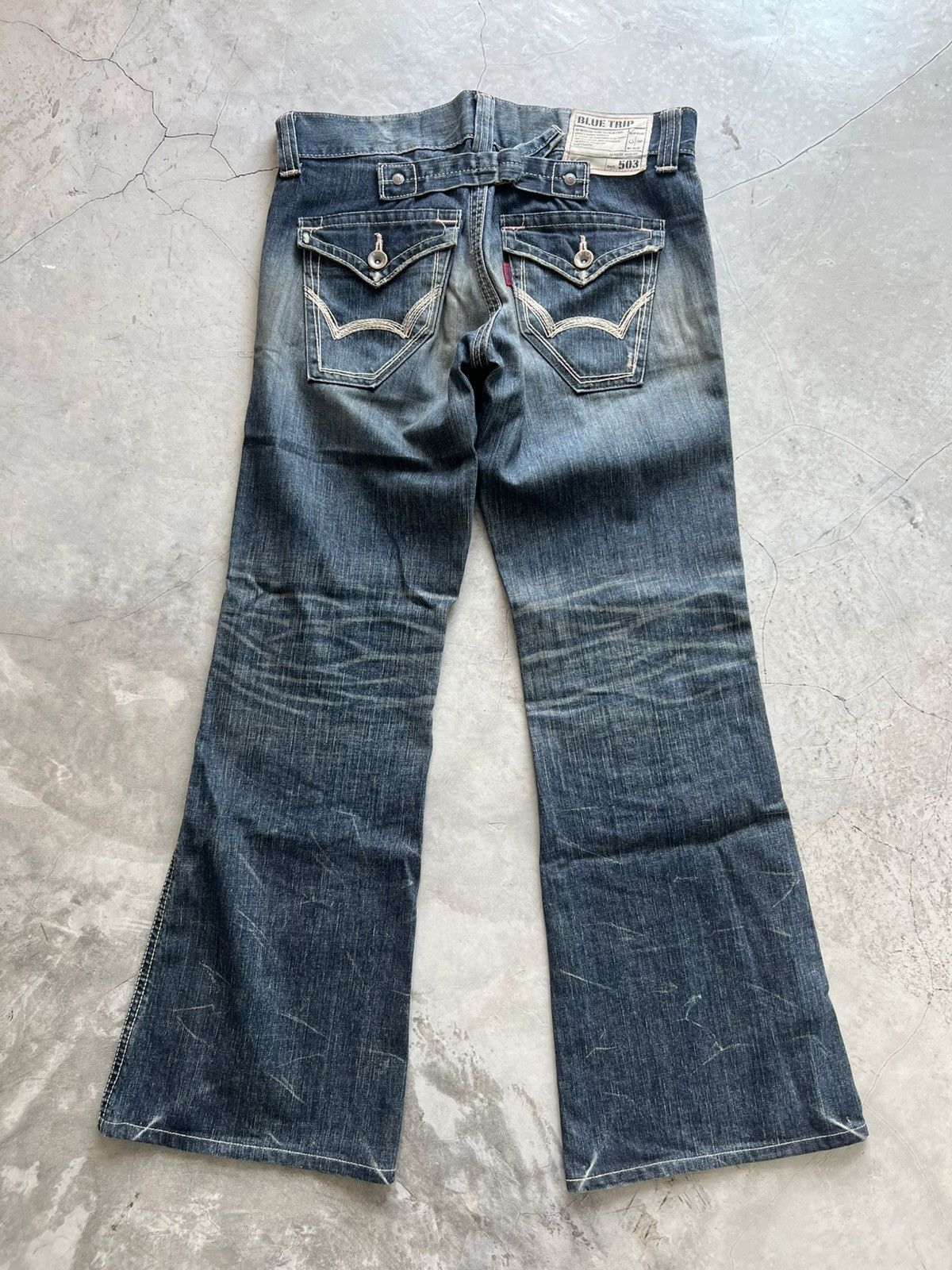 Edwin Edwin Blue Trip Sz.M 33x29.5 Belt Buckle Flare Jeans Size US 33 - 5 Thumbnail