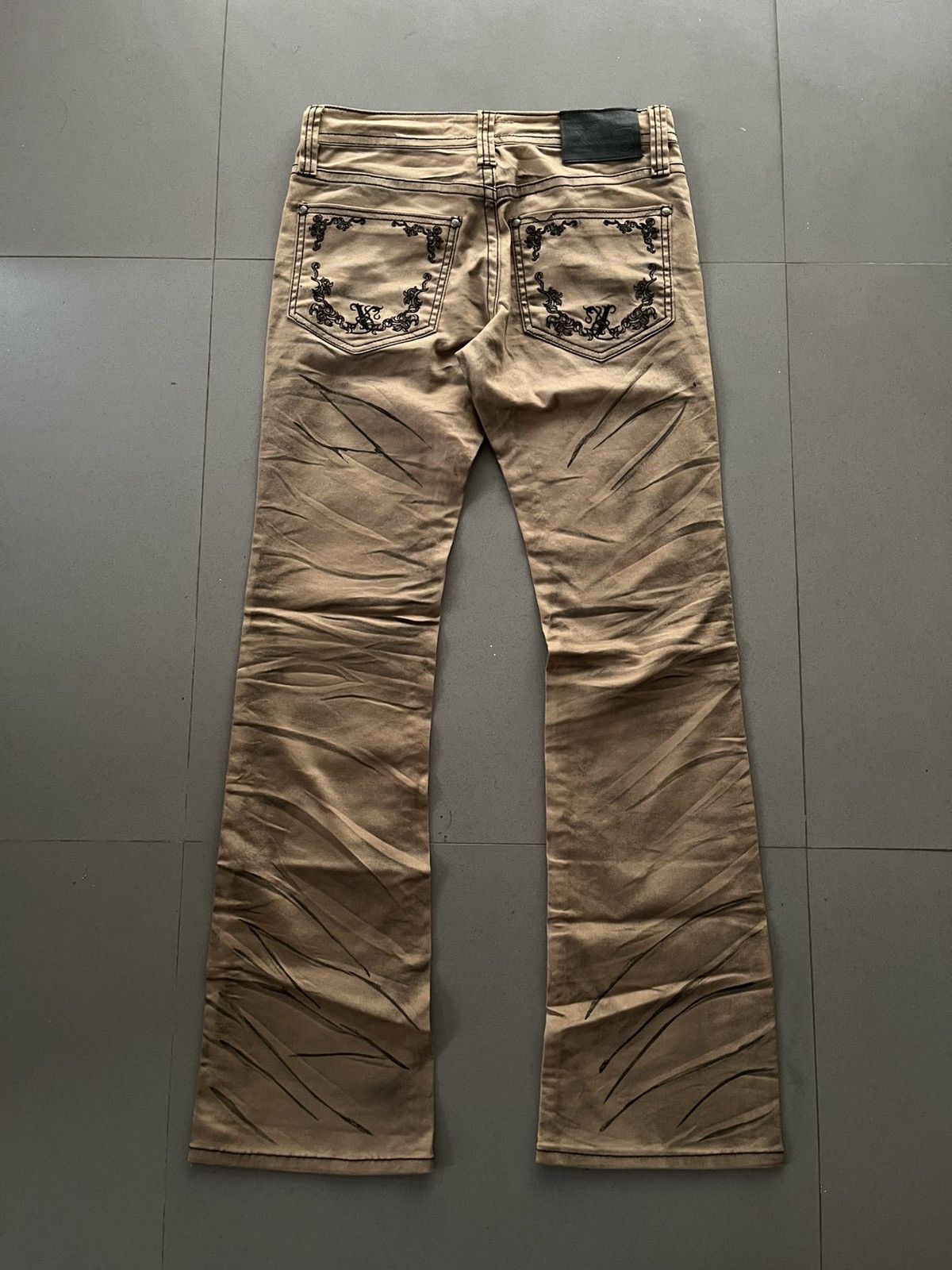 14th Addiction JAPANESE XFRM FADED PATTERN FLARE BOOTCUT SEDITIONARIES PUNK Size US 30 / EU 46 - 2 Thumbnail