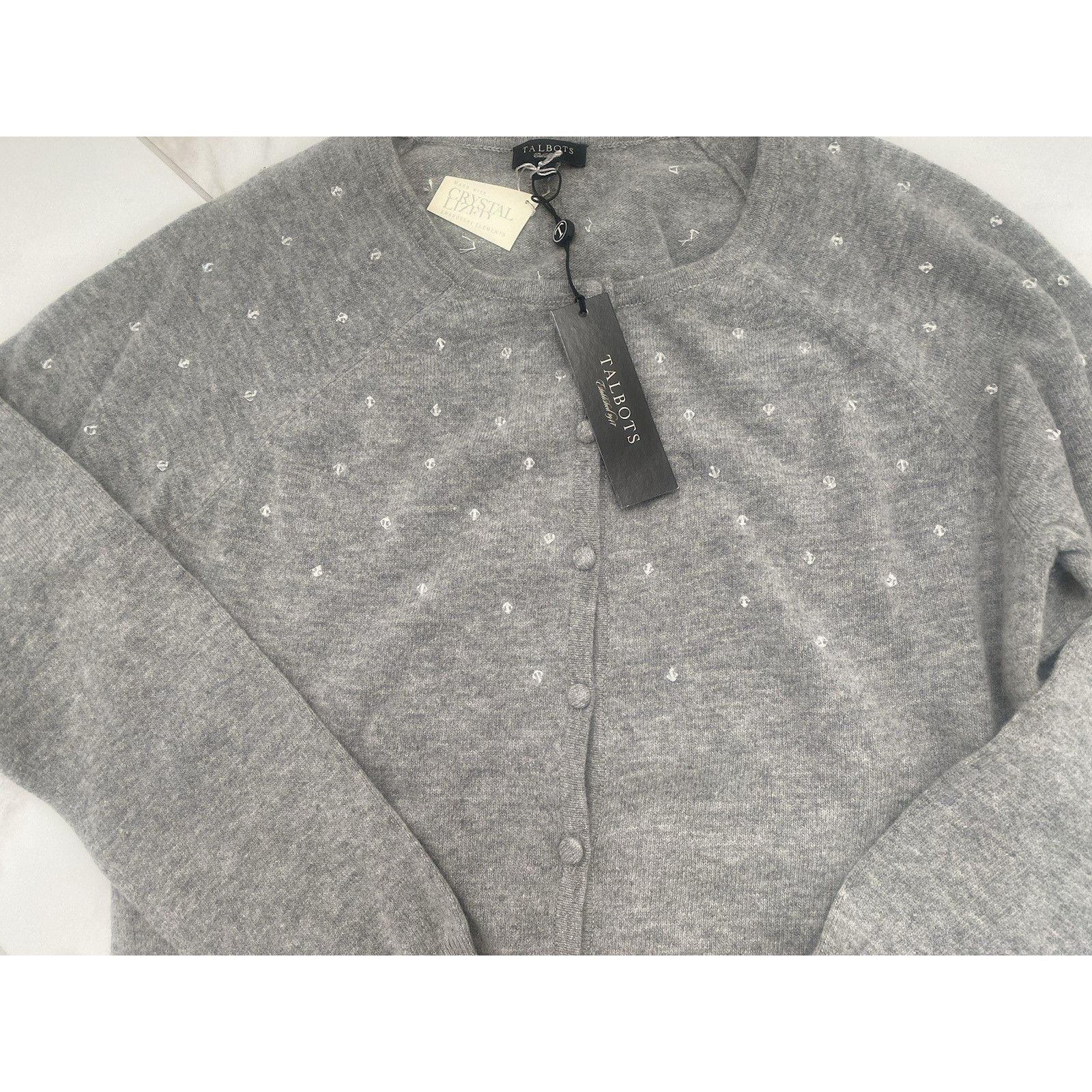 NBDN Nobrandedon Talbots Cardigan gray embellished in Swarovski crystal, sm Size S / US 4 / IT 40 - 3 Thumbnail