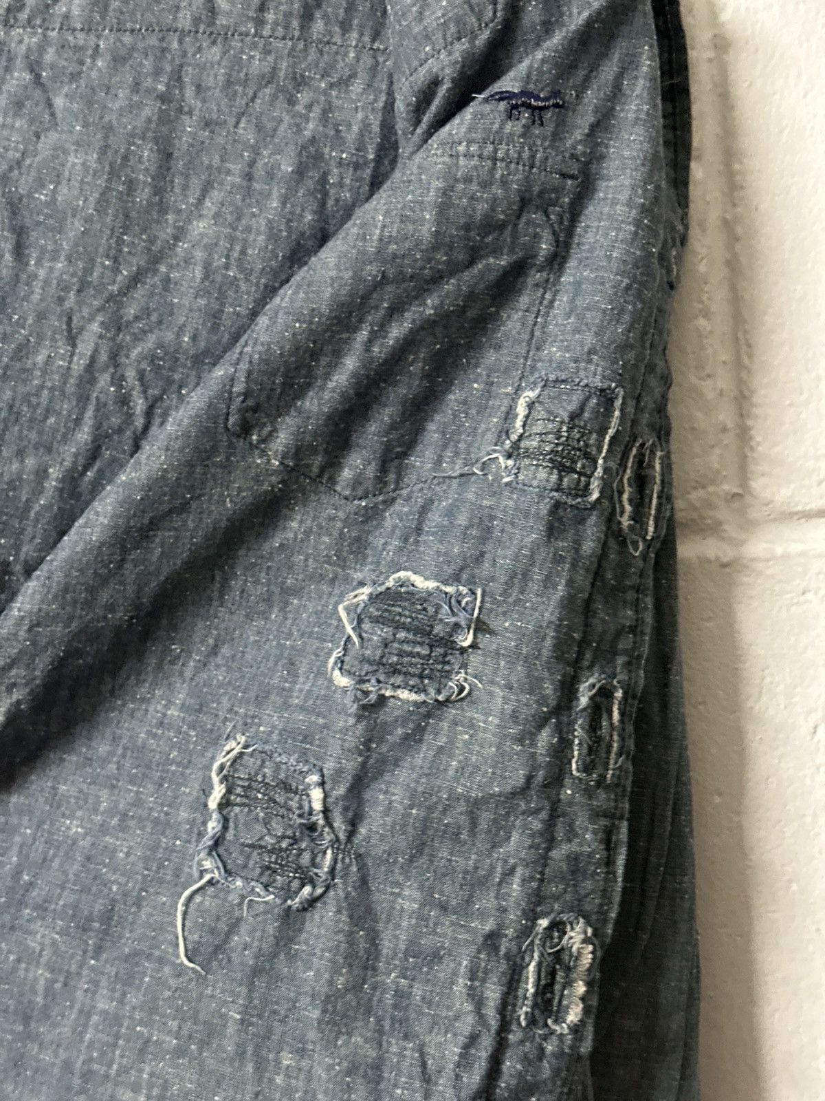 Maison Kitsune Maison Kitsune Richelieu Paris Denim Distressed Design L/S Size US M / EU 48-50 / 2 - 14 Thumbnail