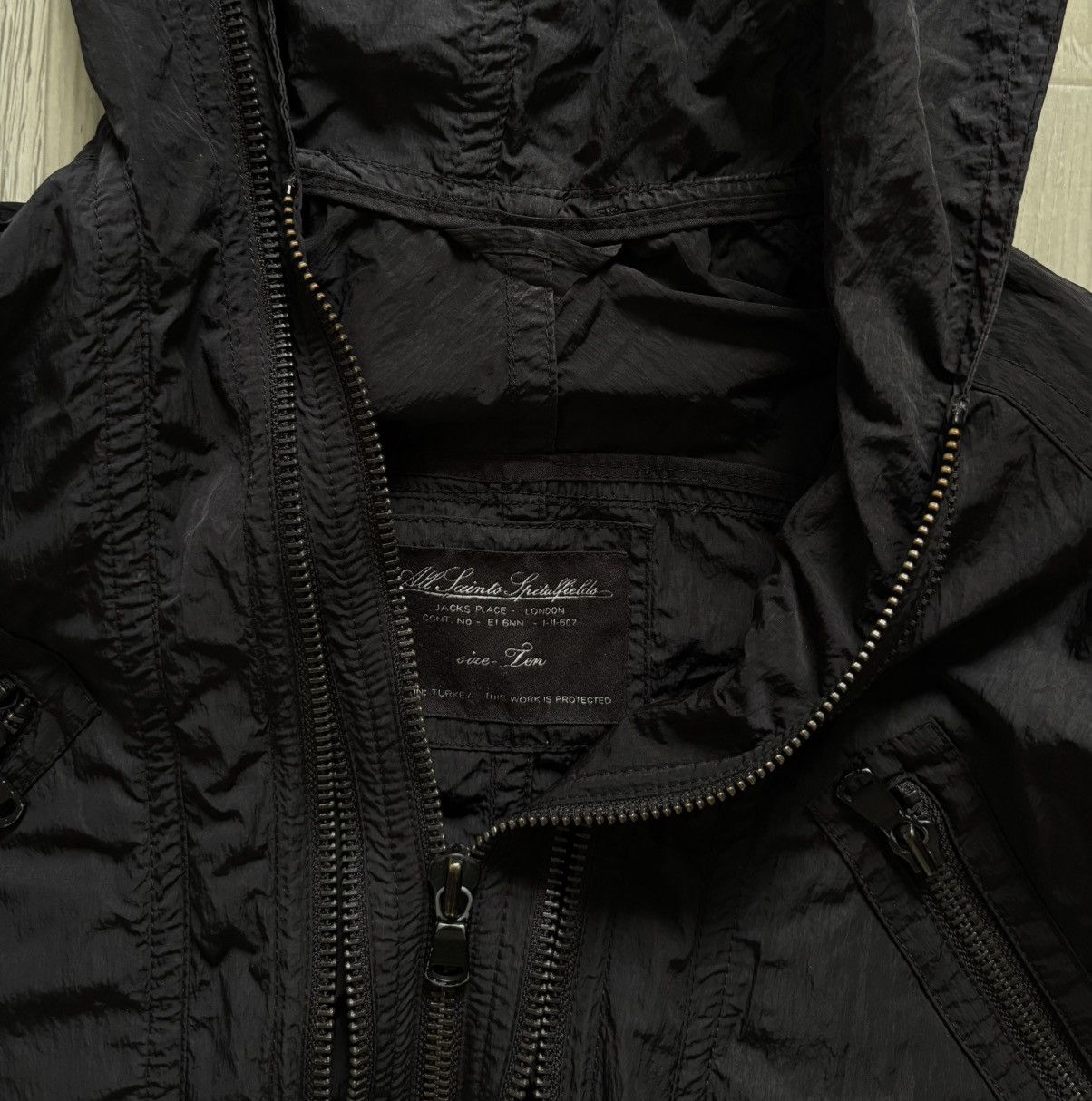 Allsaints × Vintage Allsaints Avant Garde Zip Siv Parka Coat Hooded Nylon Size L / US 10 / IT 46 - 4 Thumbnail