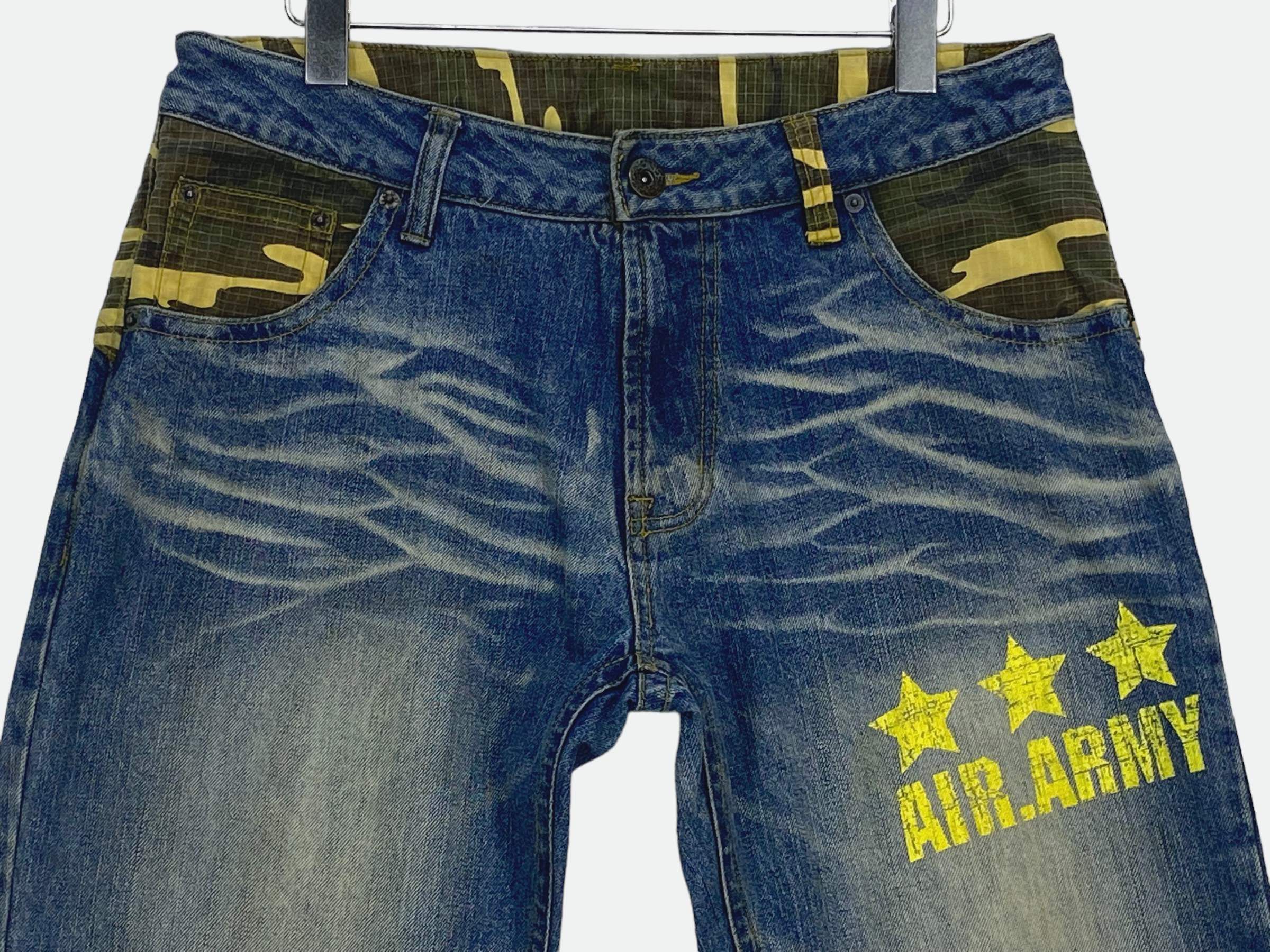 Japanese Brand Massive Squad Air Army Camo Denim Pants Distressed Jeans Size US 34 / EU 50 - 5 Thumbnail