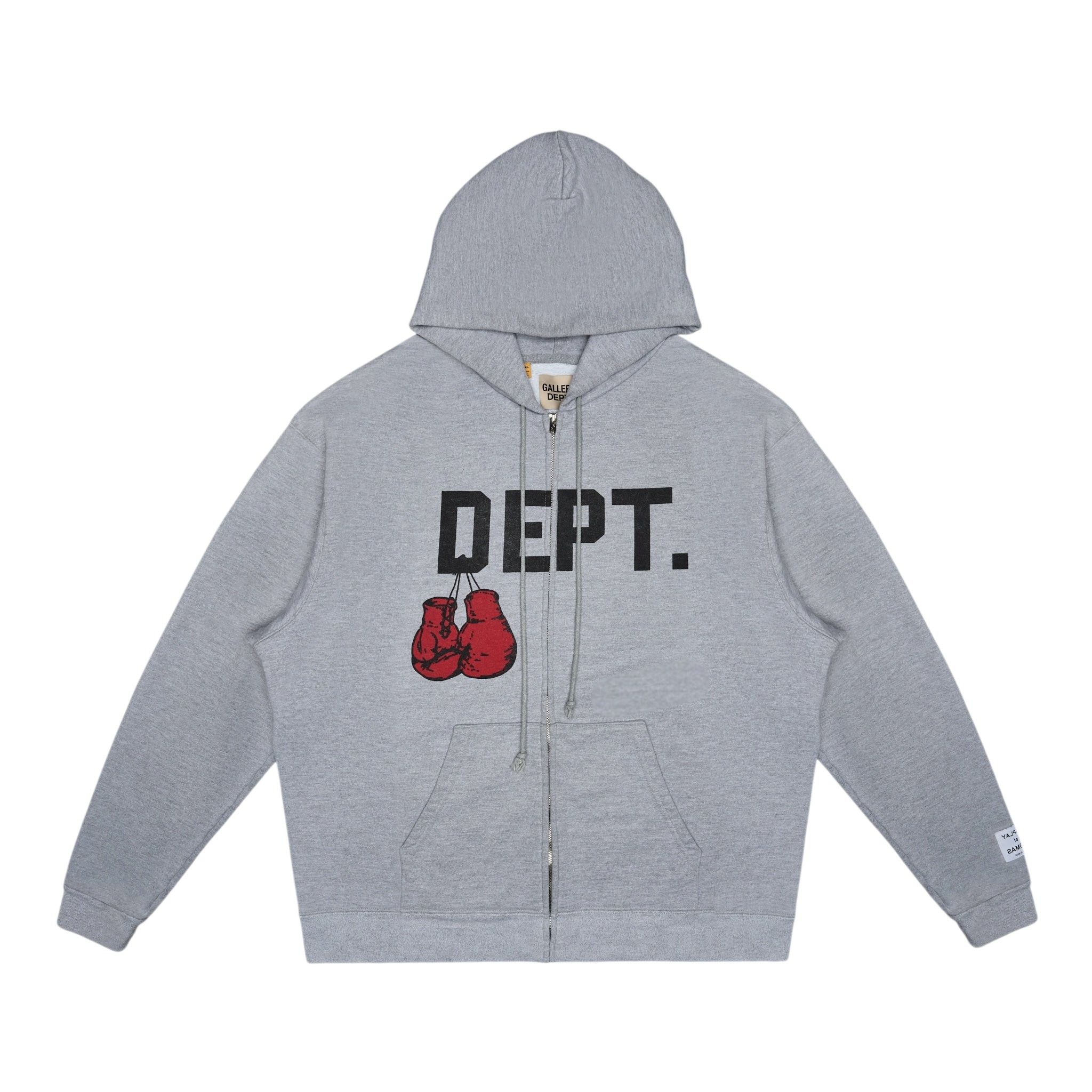 Gallery Department Boxing Merch Zip Up Hooded Sweatshirt Gre