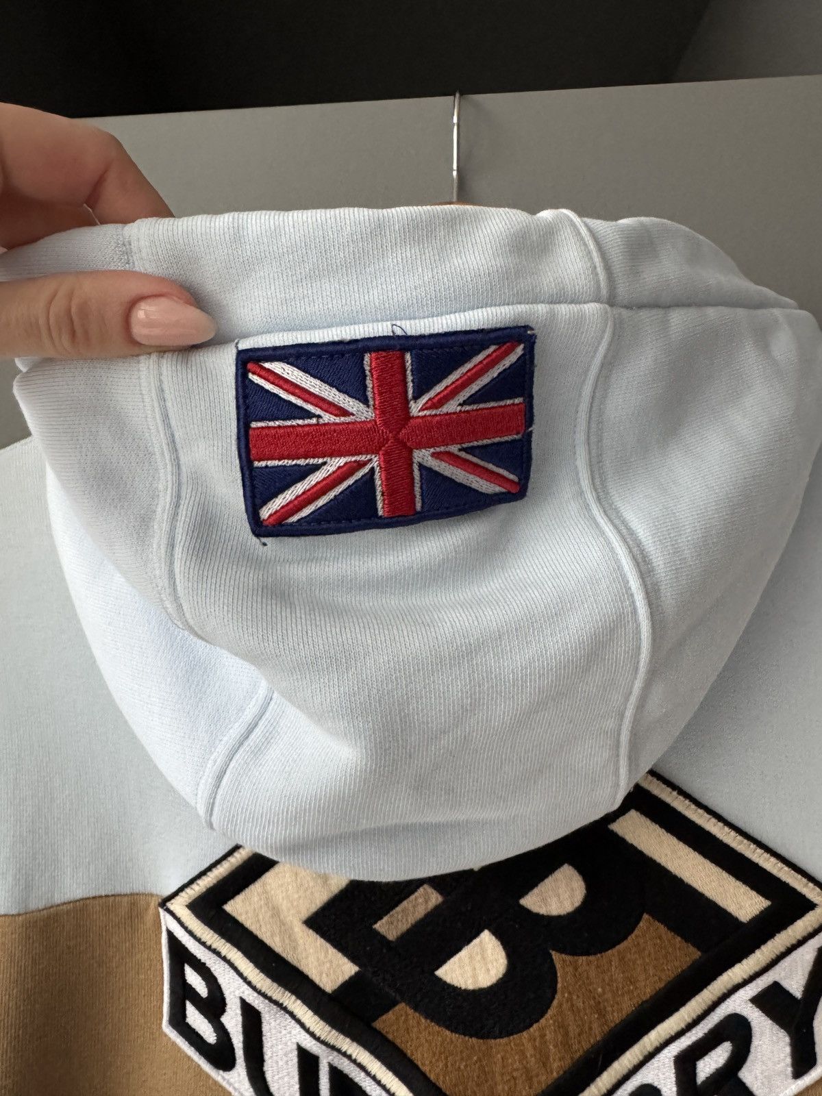 Burberry Burberry 23AW HoodiePatch Cotton Light Blue Brown Bicolor Size US XS / EU 42 / 0 - 11 Thumbnail