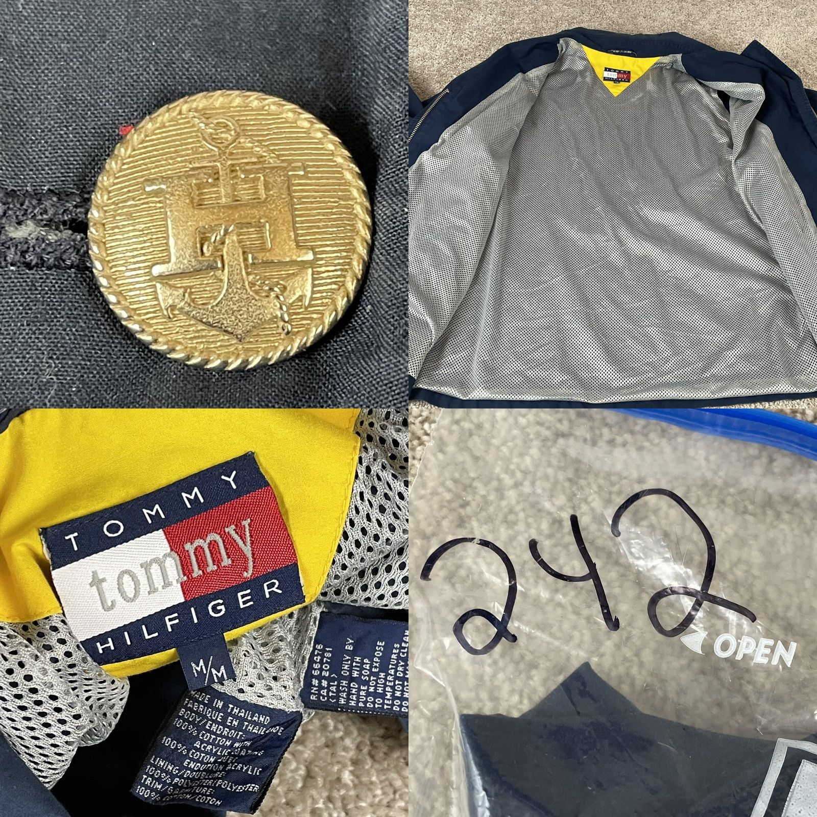 Tommy Hilfiger VINTAGE Tommy Hilfiger Jacket Women’s M Blue 90s Windbreaker Zip Pockets Logo Hip Hop Rain Nautical Decade 1990s Size M / US 6-8 / IT 42-44 - 8 Thumbnail