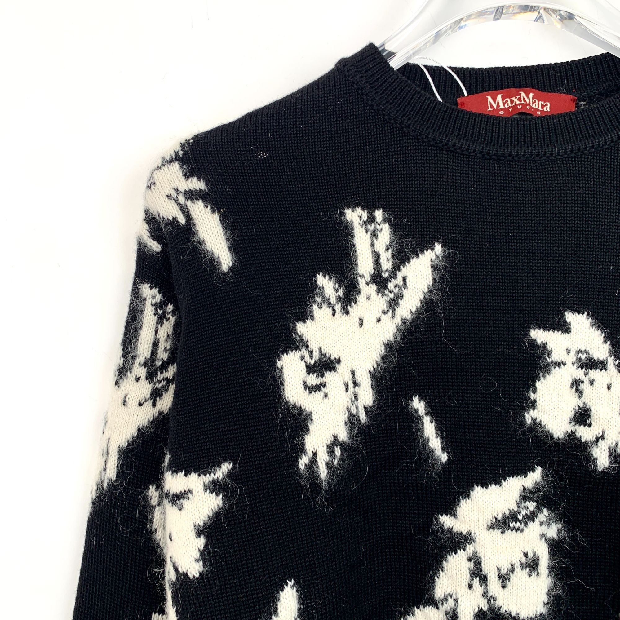 Max Mara Max Mara Studio Black & White Leaf Pattern Sweater Size 50 A Size S / US 4 / IT 40 - 3 Thumbnail