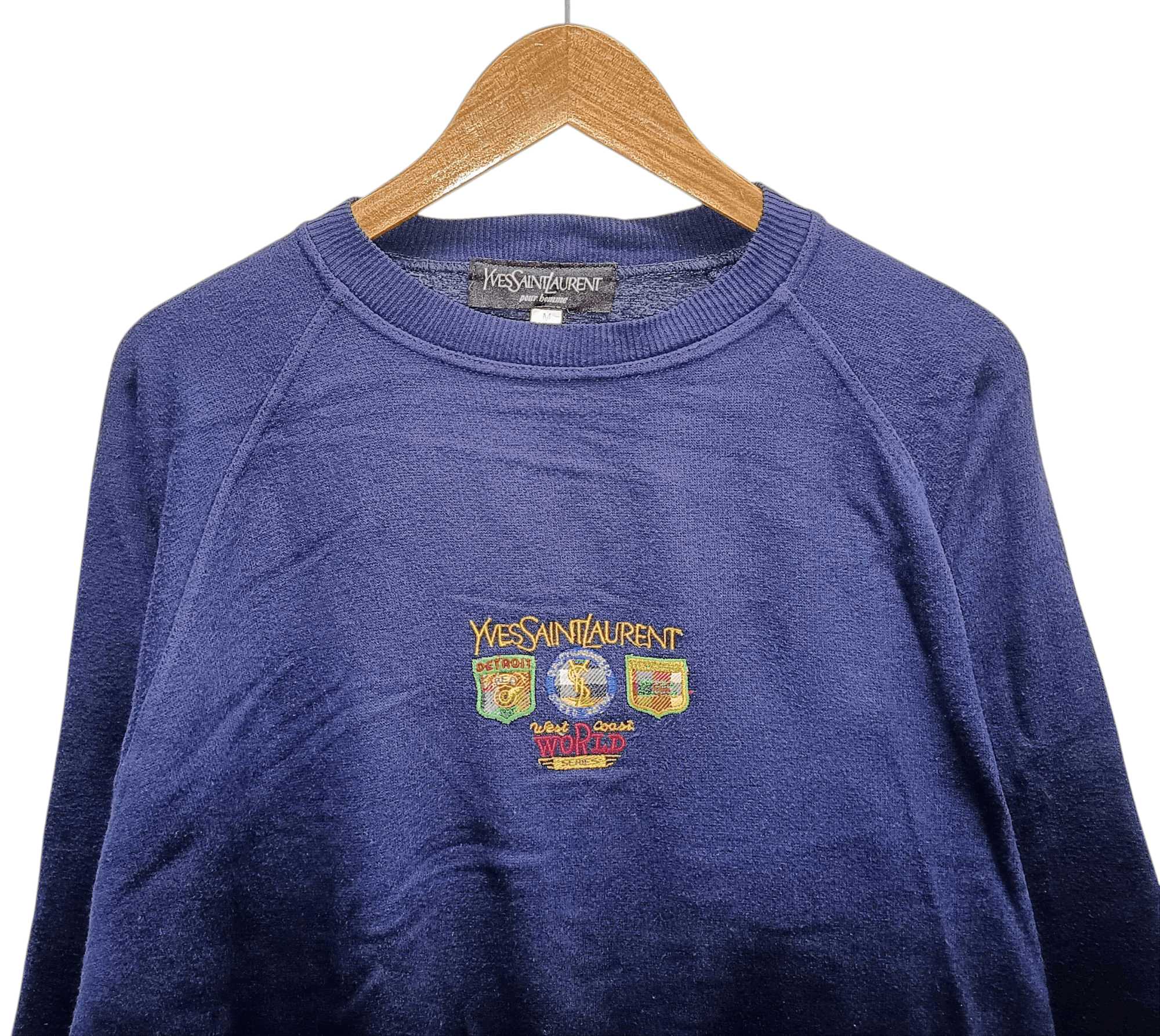 Yves Saint Laurent YSL YVES SAINT LAUREN DARK BLUE EMBROIDERY SWEATSHIRT 🔥 Size US M / EU 48-50 / 2 - 2 Thumbnail