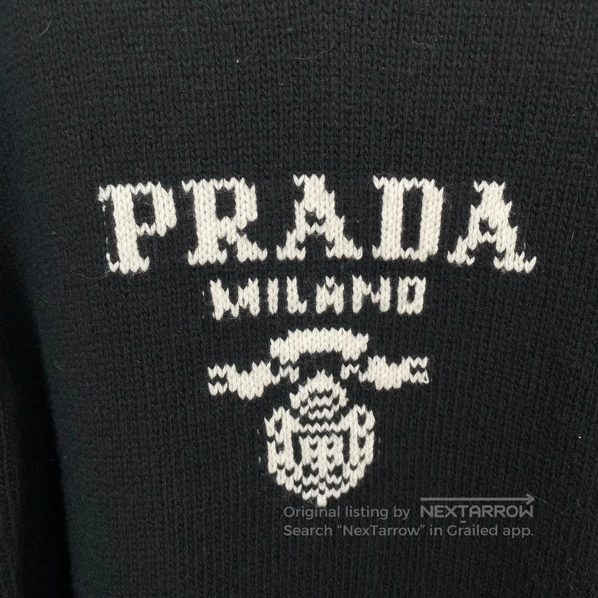 Prada Prada Black Letter Logo Knit Round Neck Sweater Top| Size US M / EU 48-50 / 2 - 3 Thumbnail