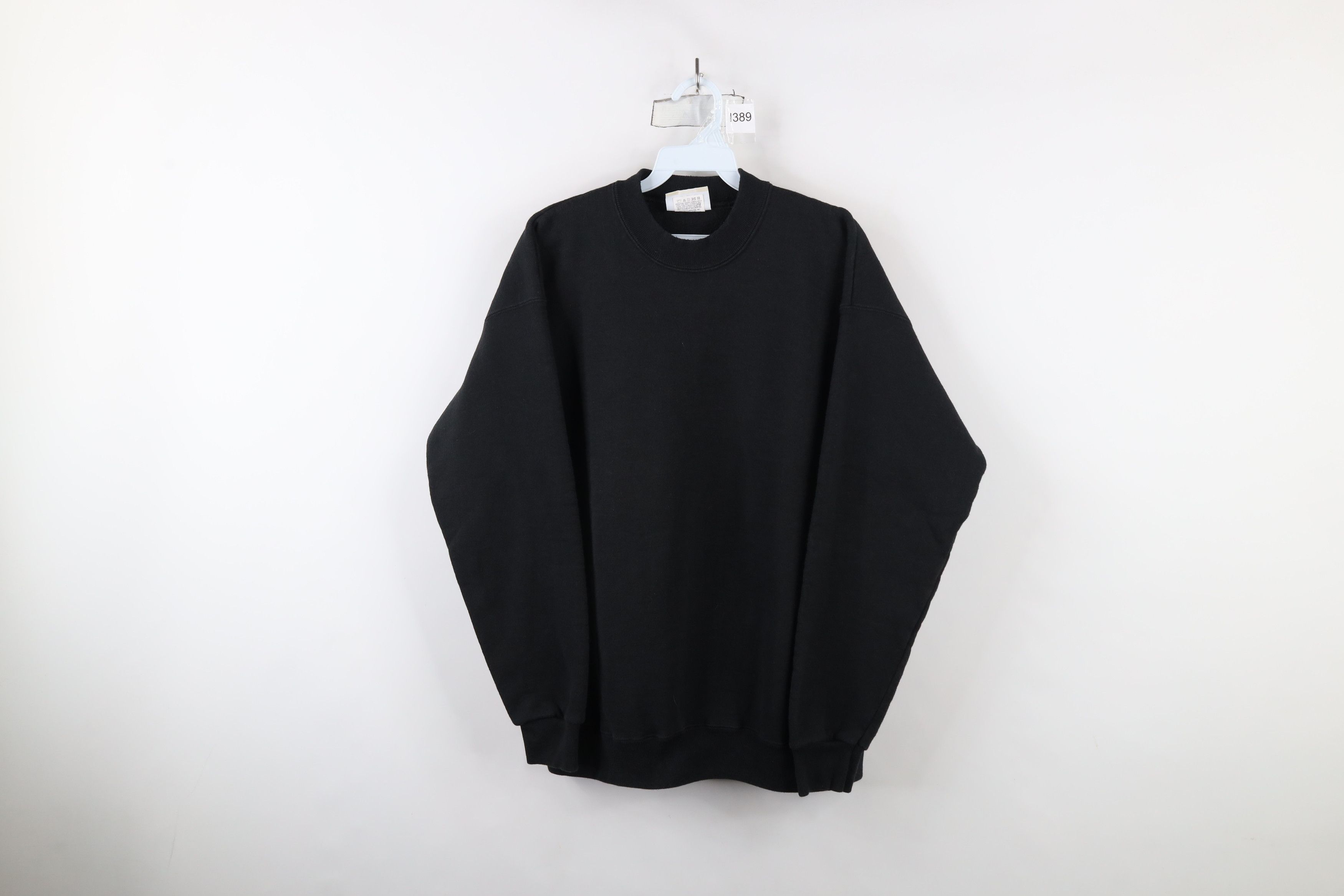 Vintage Vintage 90s Streetwear Blank Hevyweight Sweatshirt Black USA Size XL / US 12-14 / IT 48-50 - 1 Thumbnail