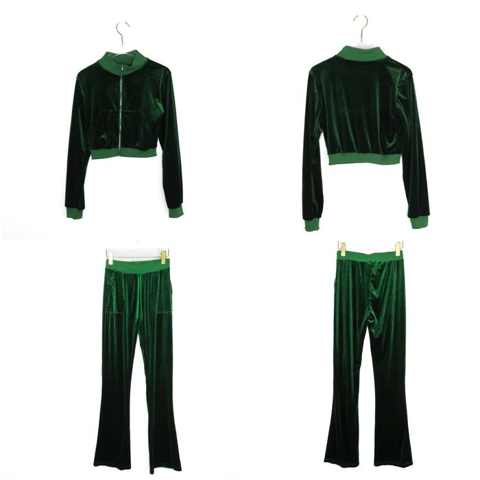 Shein SHEIN Y2k Emerald Green Velour Tracksuit Small Grailed