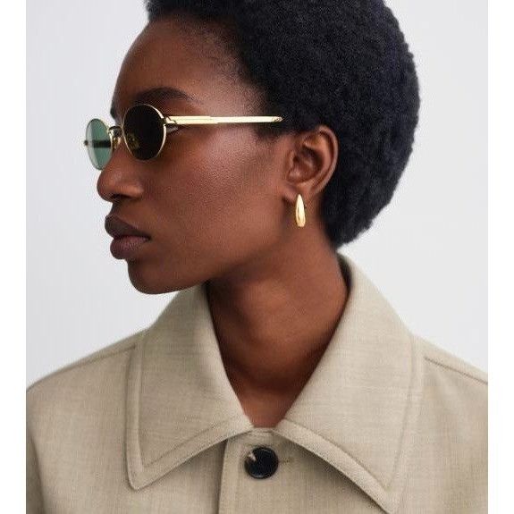 Bottega Veneta Bottega Veneta BV1470S 001 Sunglasses Gold Oval Frame, Grey Size ONE SIZE - 3 Thumbnail