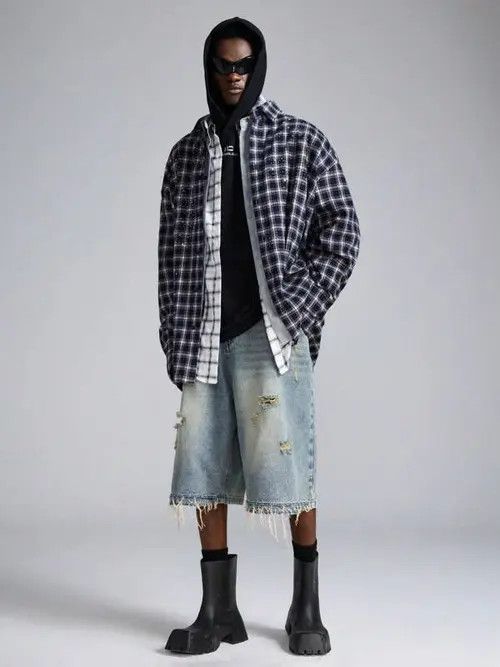 Jean Distressed Washed Y2k Shorts Jorts Denim Size US 32 / EU 48 - 3 Thumbnail
