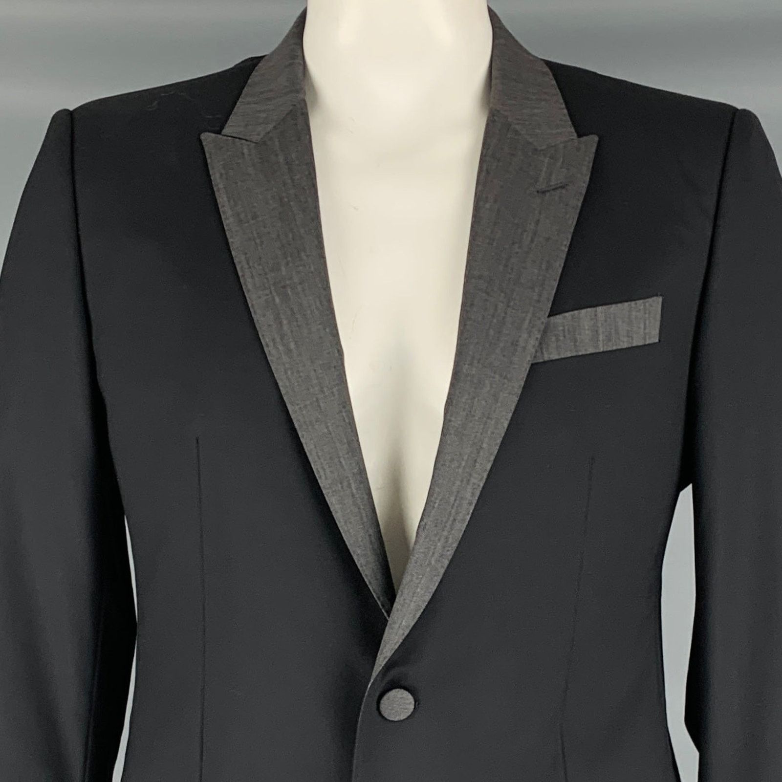 Dolce & Gabbana DOLCE & GABBANA Size 42 Black Grey Wool Blend Sport Coat Size 42R - 2 Thumbnail