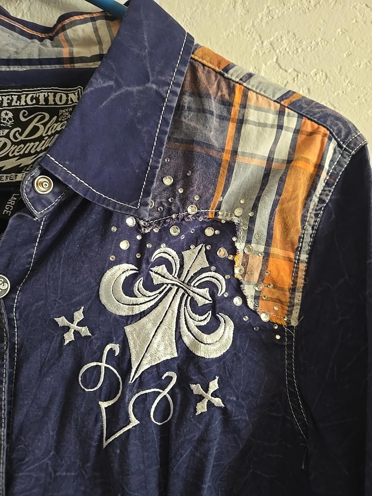 Affliction Affliction Bling Snap Shirt Womens S Rhinestones Embroidered Size S / US 4 / IT 40 - 6 Thumbnail