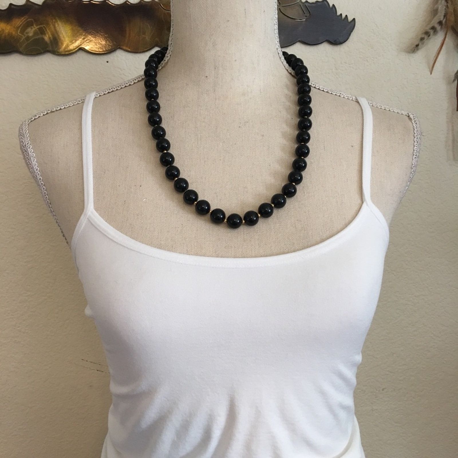 Vintage Vintage black glass pearl bead necklace Size ONE SIZE - 3 Thumbnail