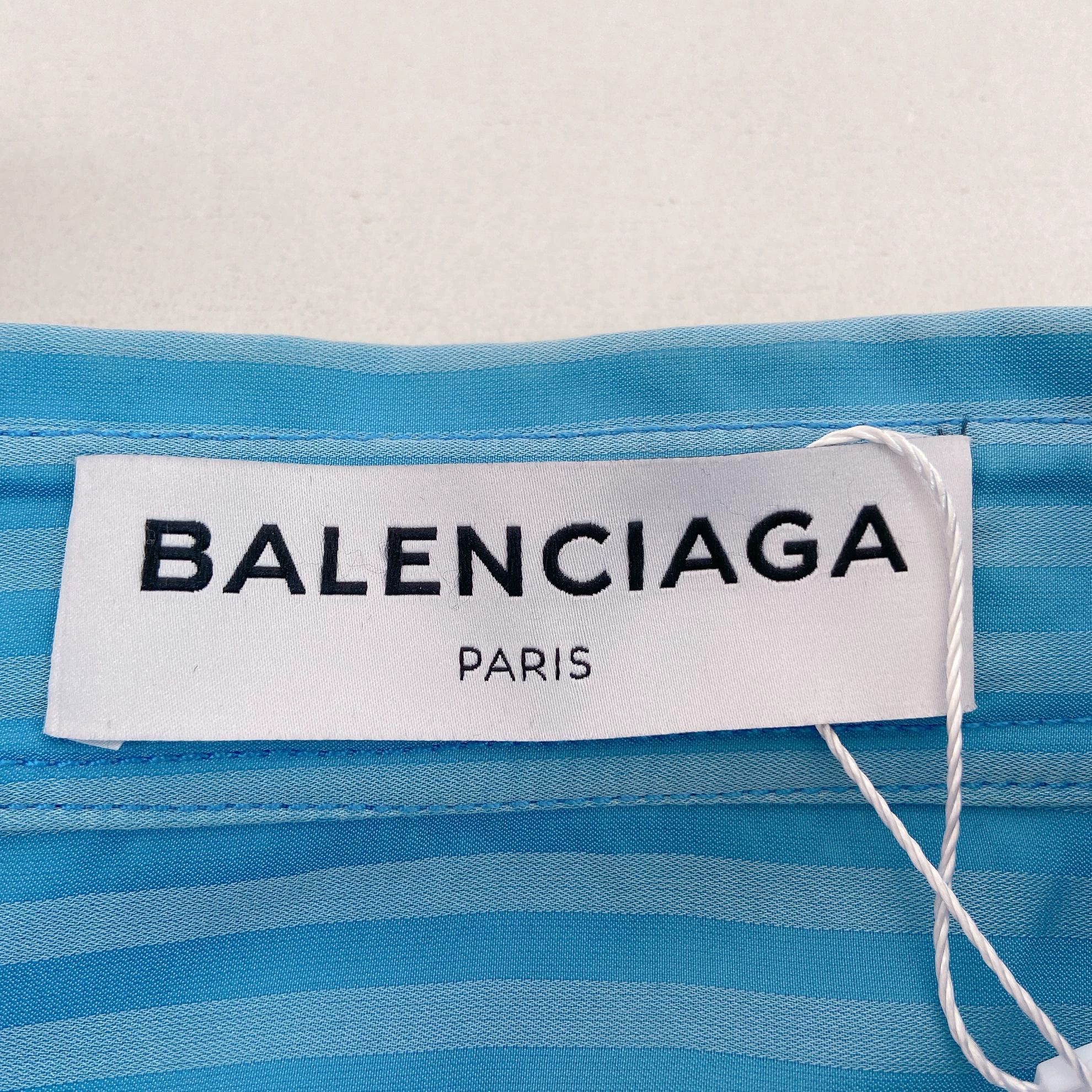 Balenciaga Balenciaga Women's Blue Vertical Stripe Shirt 34 Size XXS / US 00 / IT 34 - 6 Thumbnail