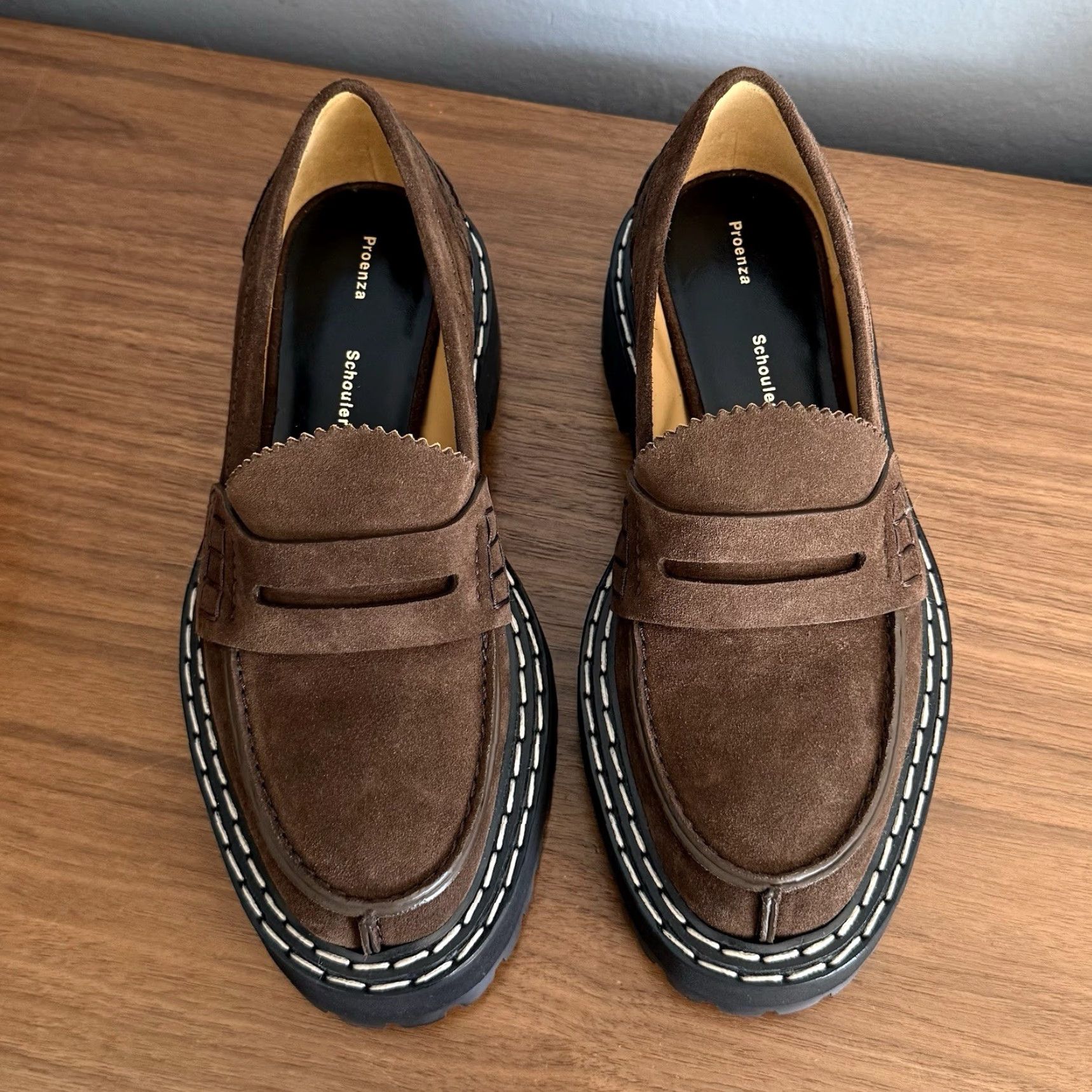 Proenza Schouler Proenza Schouler Suede Lug-Sole Penny Loafers Size 36.5 Brown Excellent Cond. Size US 7 / IT 37 - 2 Thumbnail