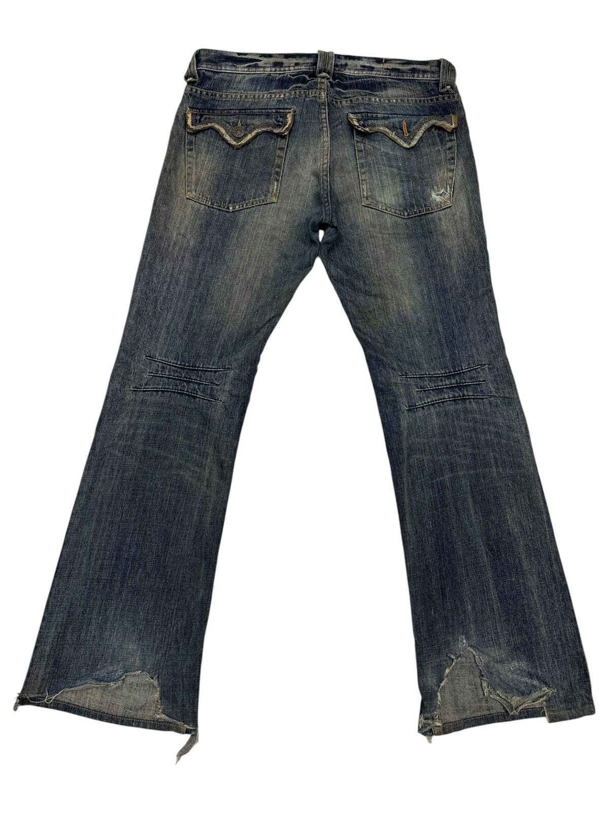Tornado Mart Flare Jeans EDGE RUPERT Japan Mud Wash Distressed Denim Jean Size US 34 / EU 50 - 8 Thumbnail