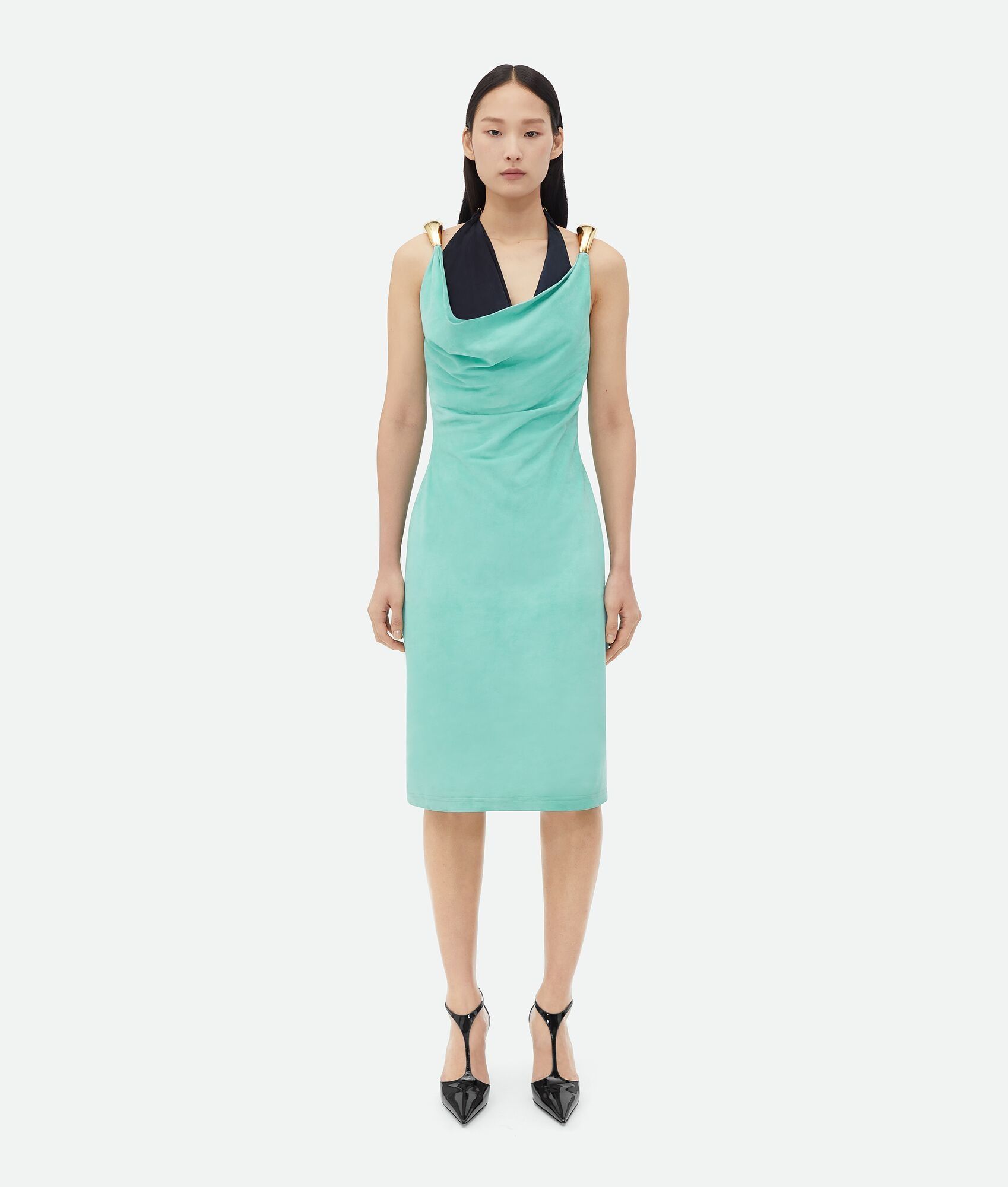 Bottega Veneta o1bcso1str0225 Fluid Suede Midi Dress With Metal Detail Size S / US 4 / IT 40 - 1 Thumbnail