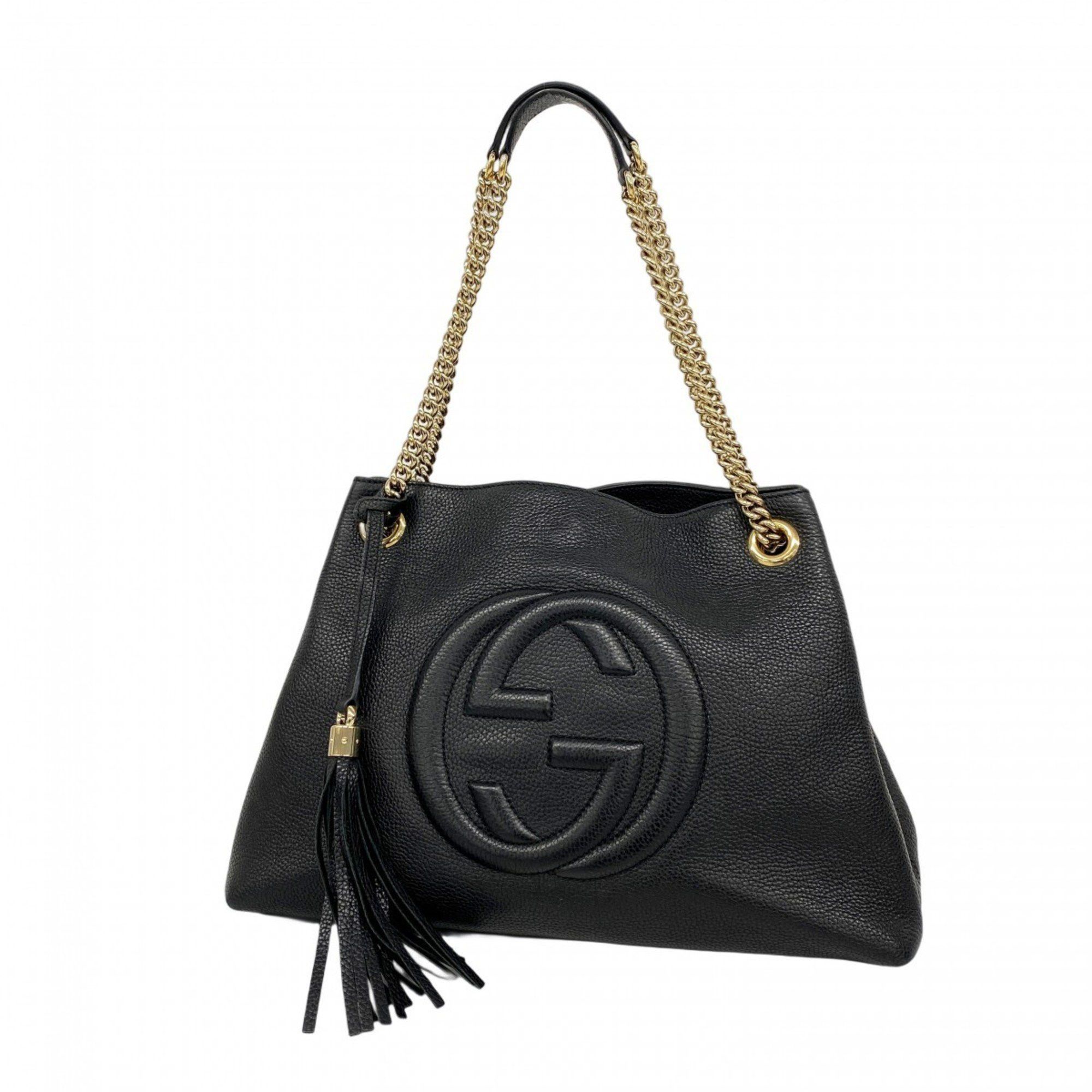 Gucci Shoulder Bag Soho 536196 Leather Black Women's