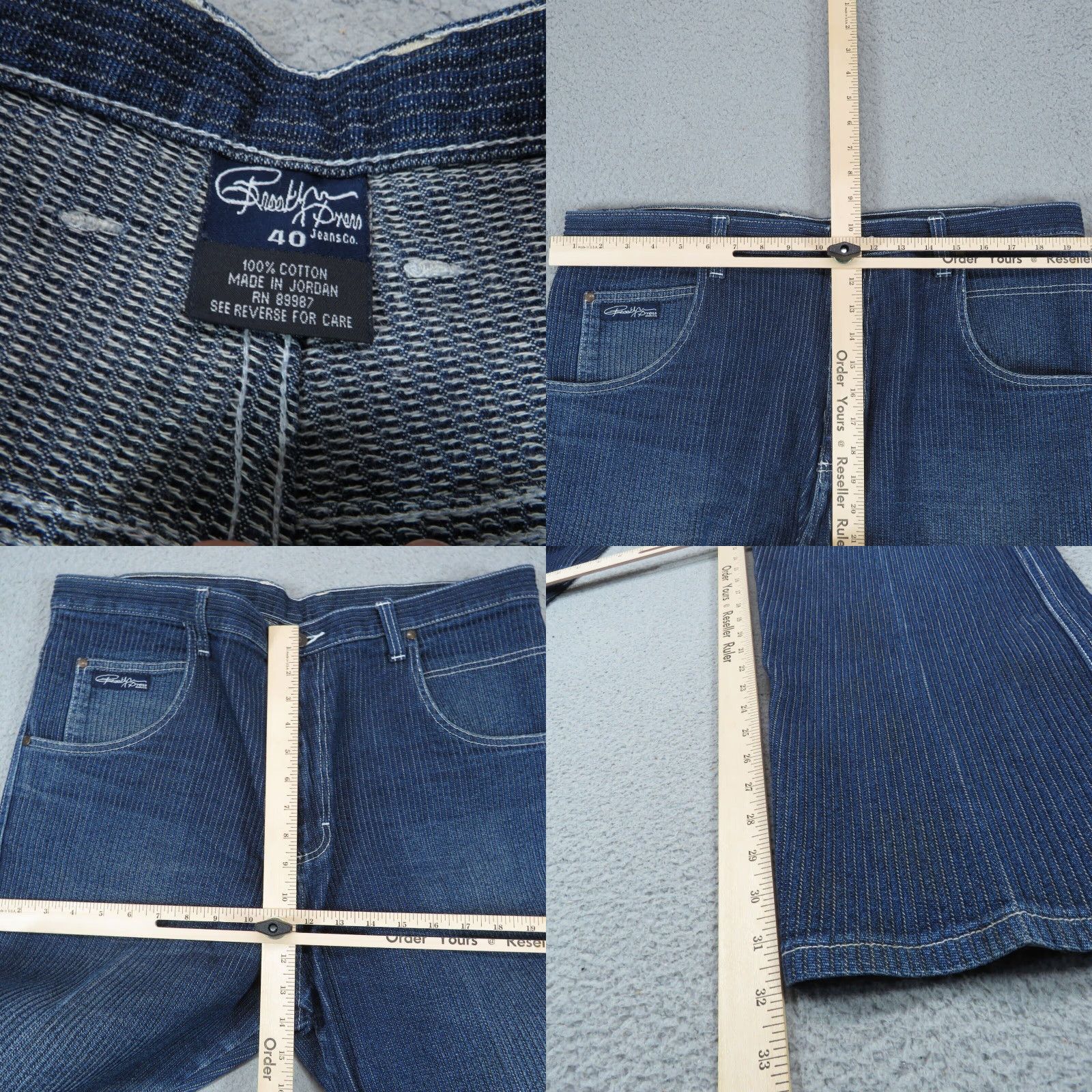 Express VTG Brooklyn Xpress Jeans 38x32 Baggy Y2K Carpenter Skater High Rise Striped Denim 5-Pocket Mens Jeans Size US 38 / EU 54 - 8 Thumbnail