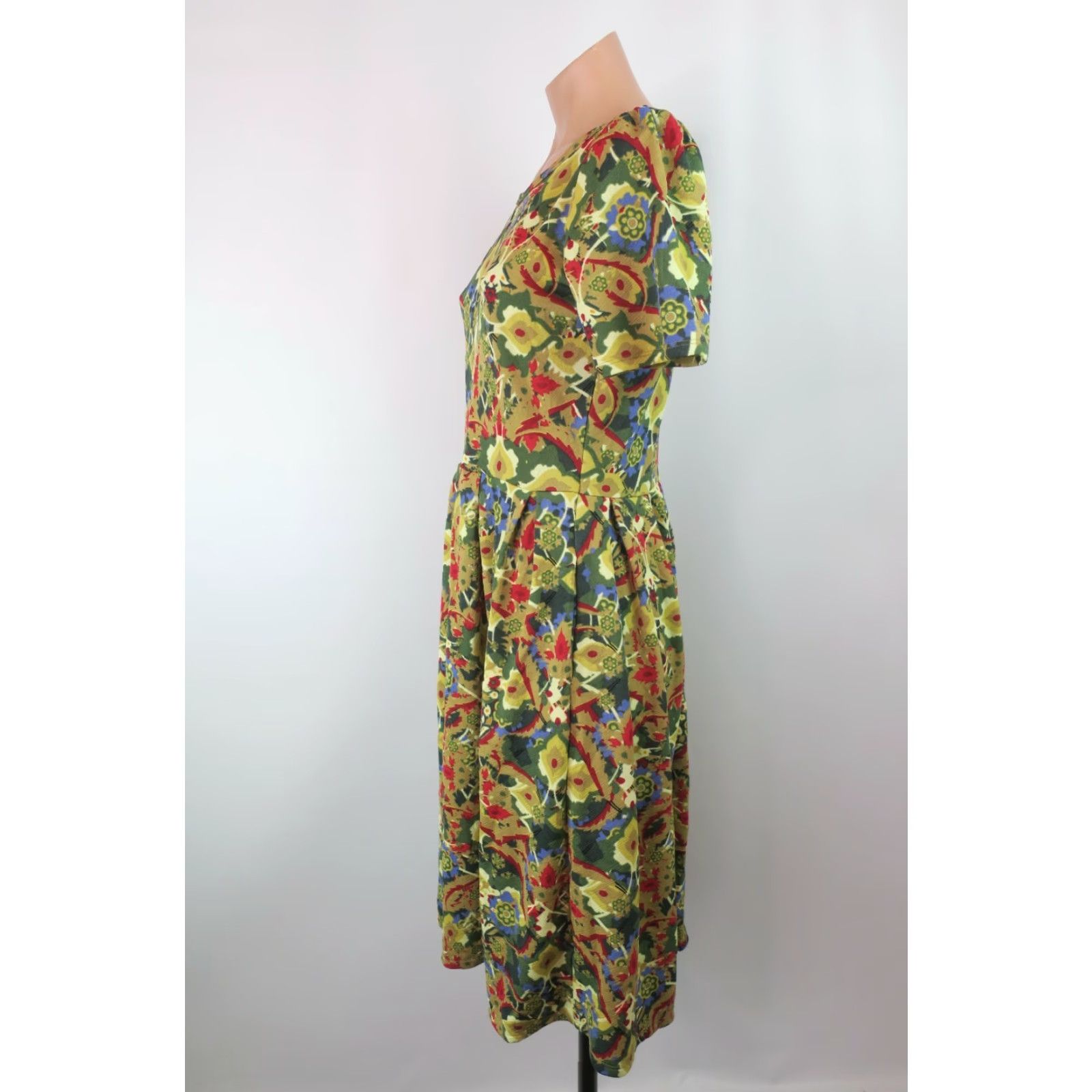 VINTAGE LuLaRoe Dress Amelia L Zipper Floral All Over Print A-Line Fit &  Flare Knee