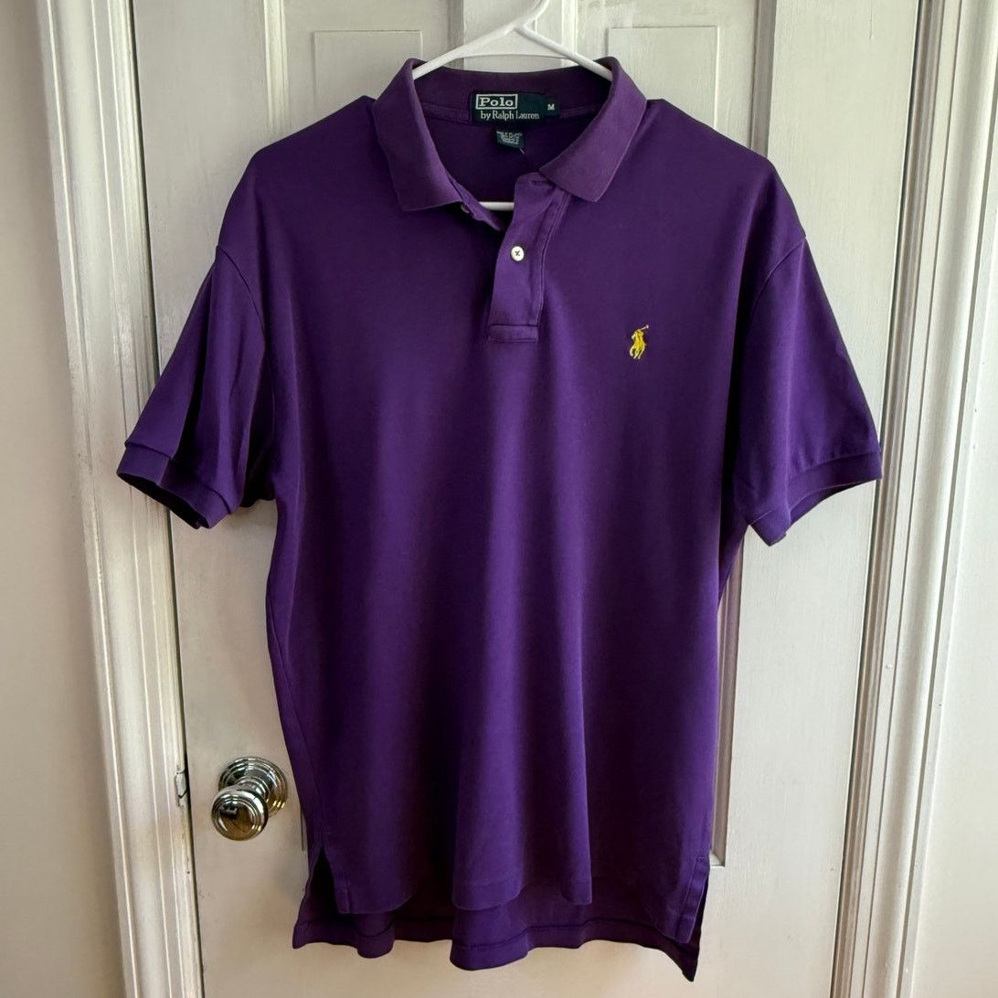 Polo Ralph Lauren Vintage Polo Ralph Lauren Purple Shirt Men's Gold Pony Med Size US M / EU 48-50 / 2 - 1 Thumbnail