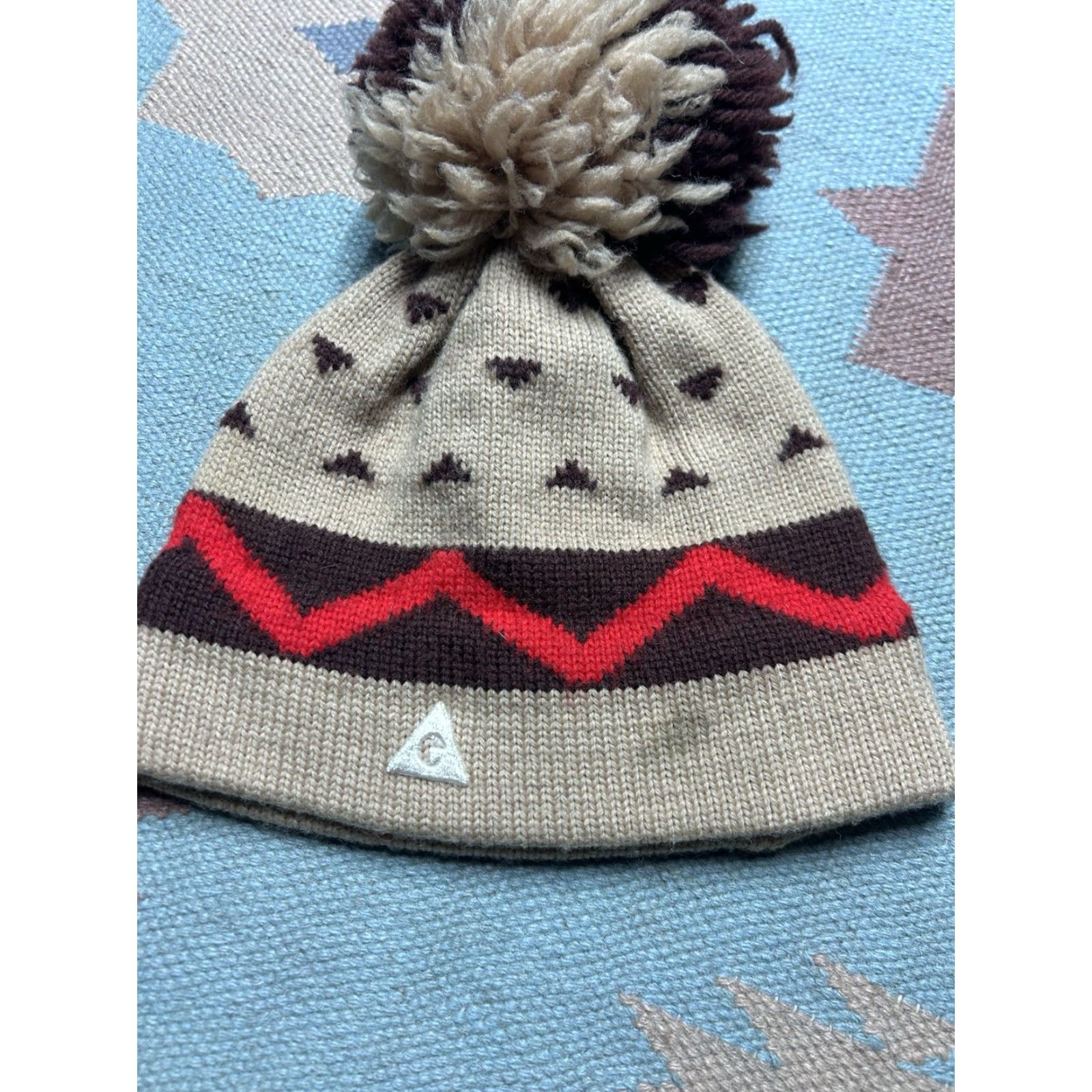 Vintage VINTAGE Gerry Aztec Geometric Pure Wool Knit Beanie Pom Adult OSFA OSFA Size ONE SIZE - 2 Thumbnail