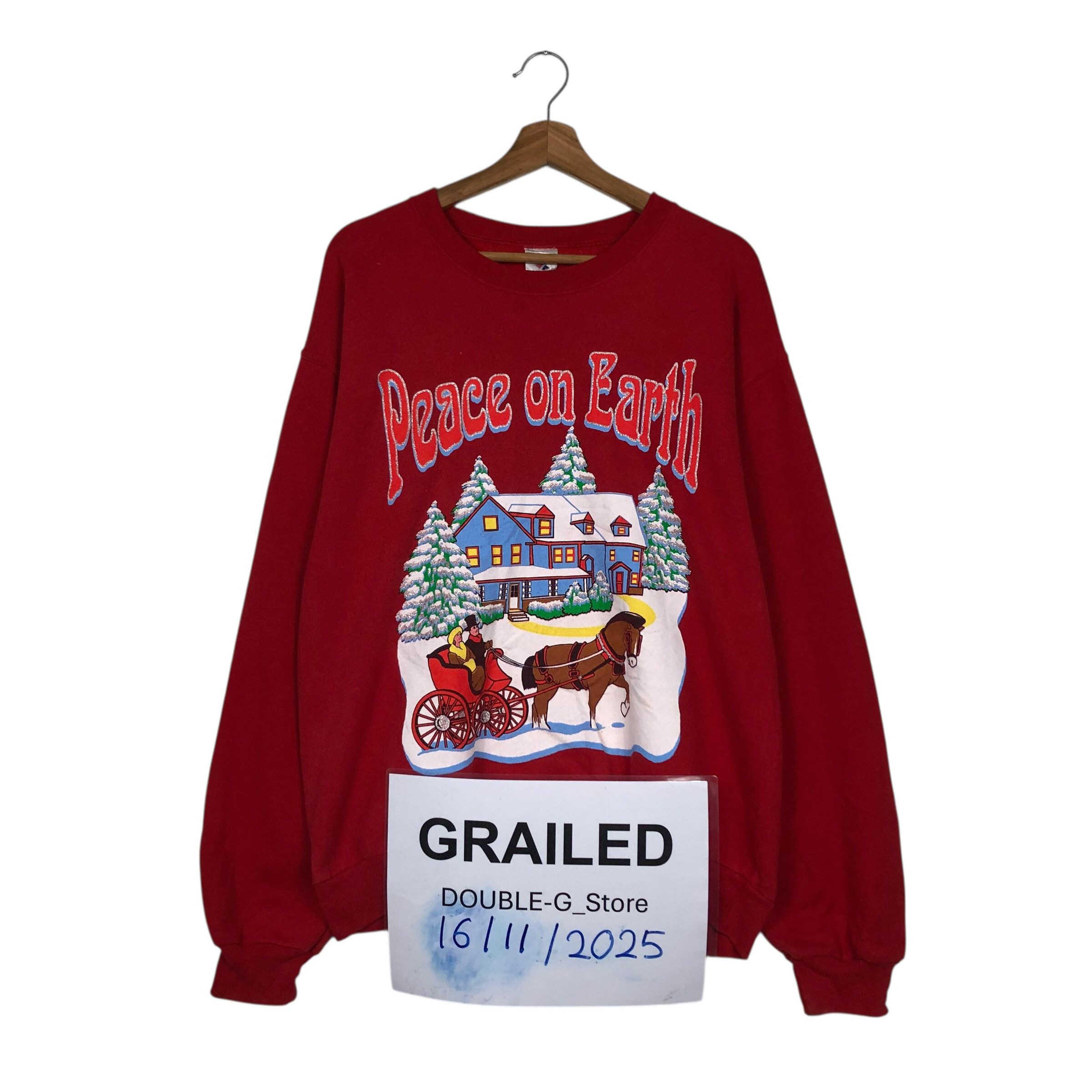 Vintage 📌Vintage Sweatshirt Peace on Earth Christmas Theme Size US M / EU 48-50 / 2 - 1 Thumbnail