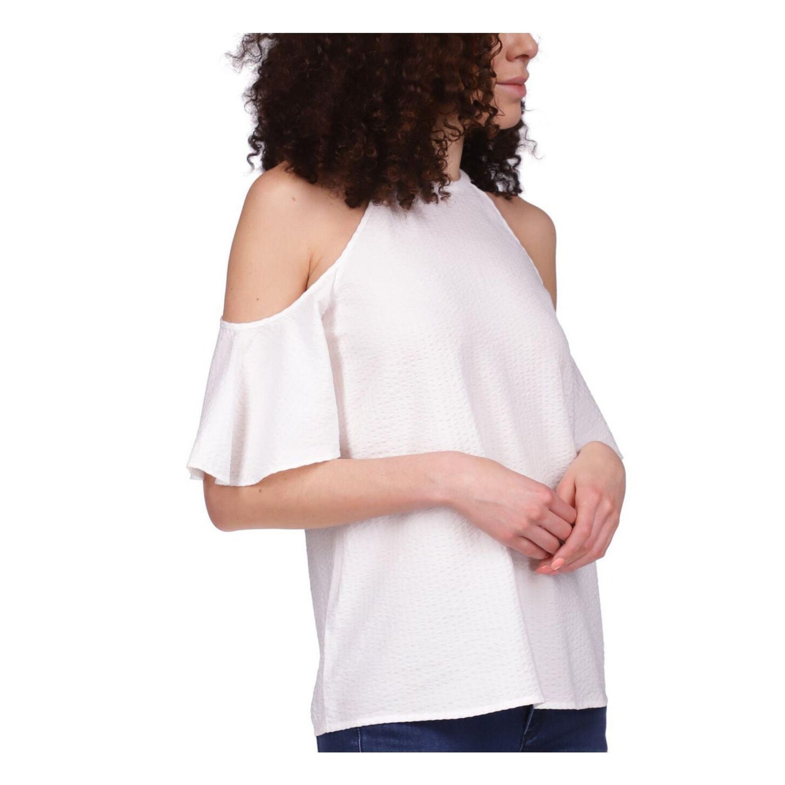 Michael Kors Michael Kors Women White Viscose Cold-Shoulder Top Size XS Size XS / US 0-2 / IT 36-38 - 3 Thumbnail