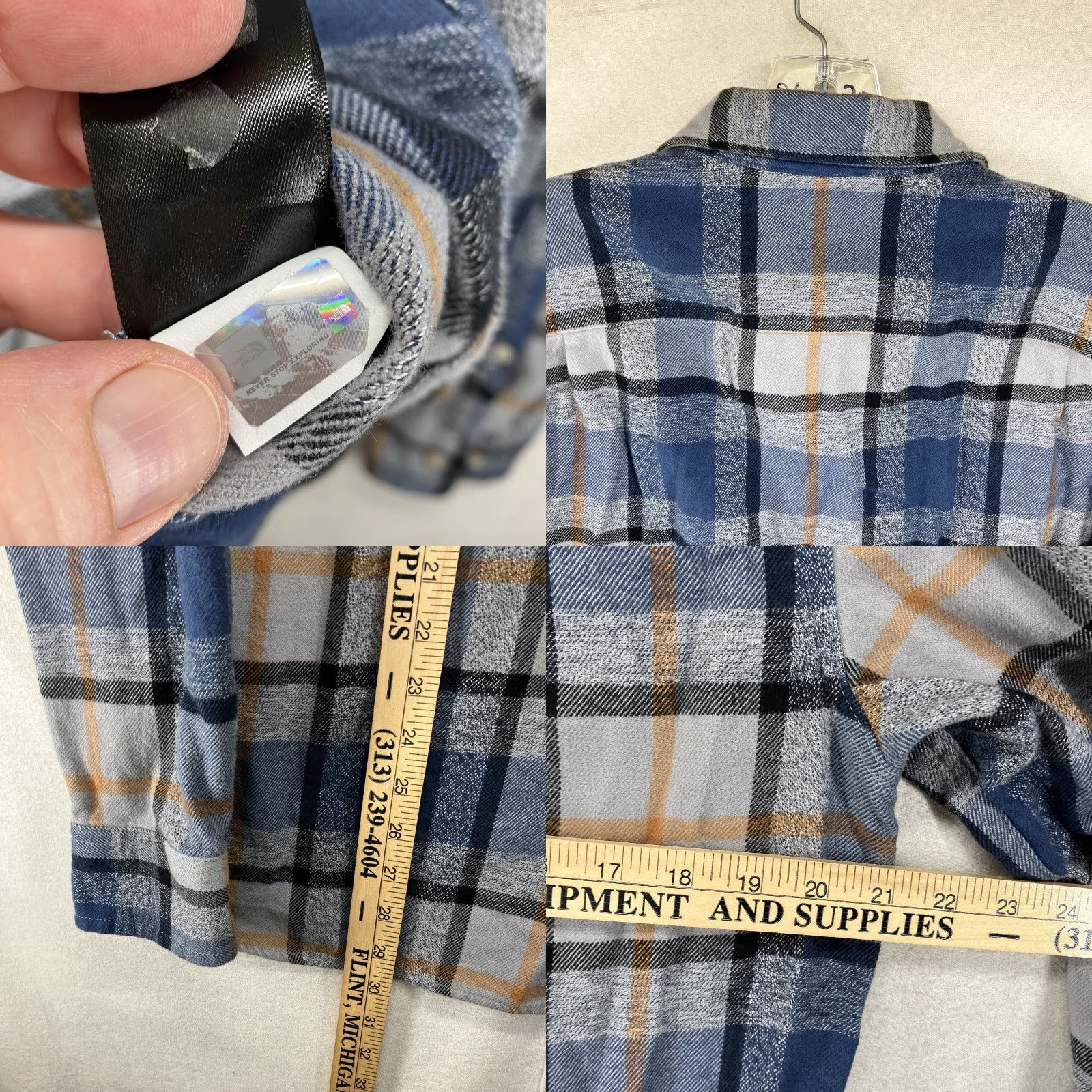 The North Face The North Face Men's Shirt Small Thick Knit Flannel Plaid Blues Grays All Cotton Size US S / EU 44-46 / 1 - 10 Thumbnail