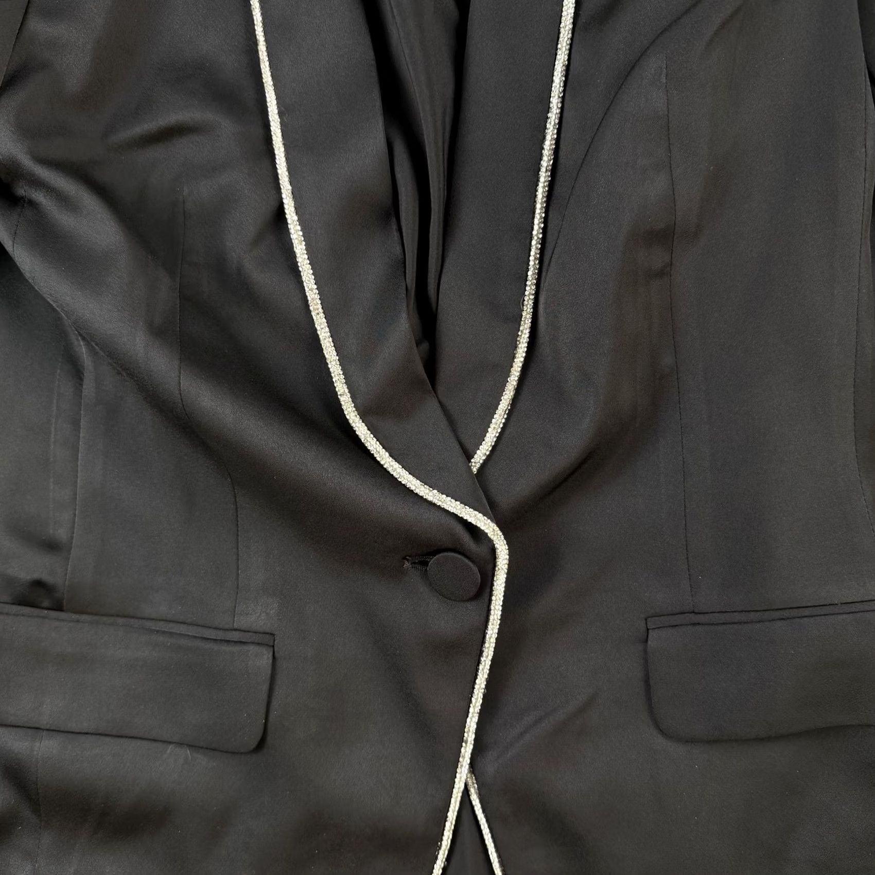Express Express Satin Tuxedo - Black Formal Womens Blazer Jacket - Sizes S - Size S / US 4 / IT 40 - 2 Thumbnail