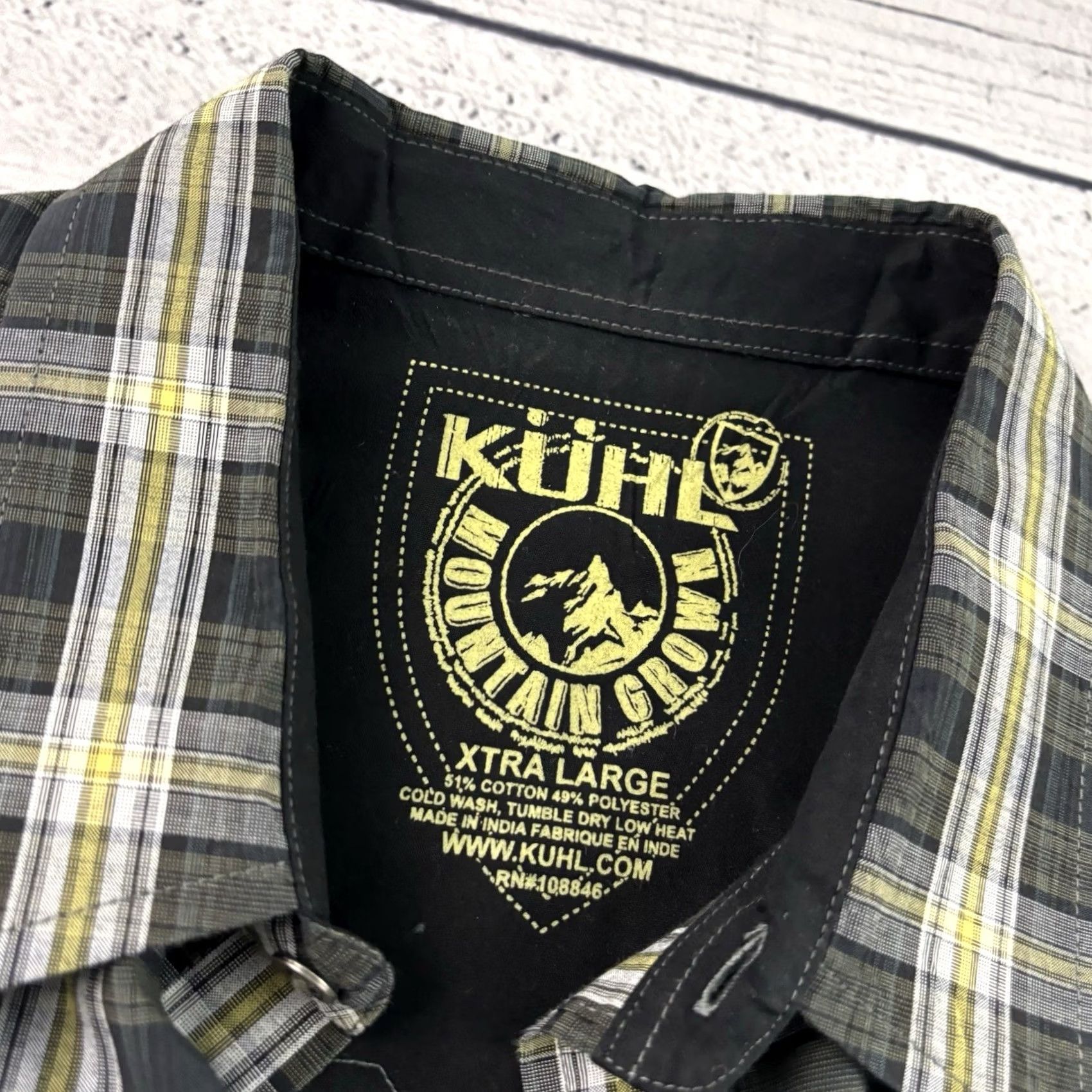 Vintage KUHL Long Sleeve Button-Up Shirt Men XL Gray Yellow Plaid Size US XL / EU 56 / 4 - 2 Thumbnail
