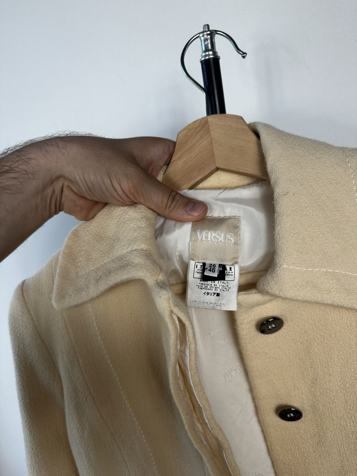 Versus Vintage Versus Versace Wool Jacket Cream/Off-White Size S / US 4 / IT 40 - 6 Thumbnail
