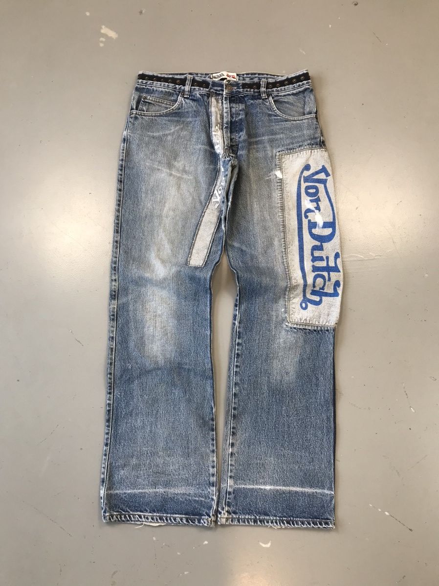 Vintage Super rare van Dutch 👀 printed spellout embroidered denim Size US 35 - 1 Thumbnail