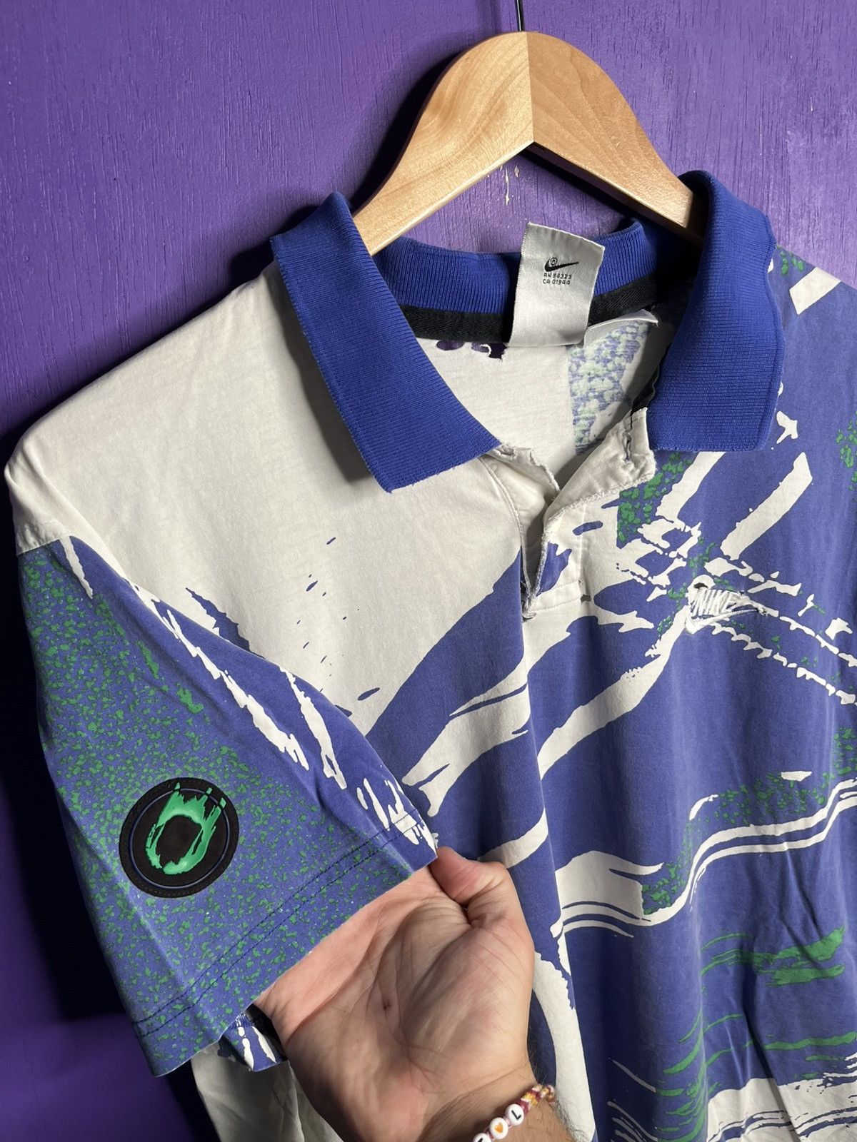 Nike × Vintage Vintage 90s Nike challenge court AOP polo shirt Size US M / EU 48-50 / 2 - 3 Thumbnail