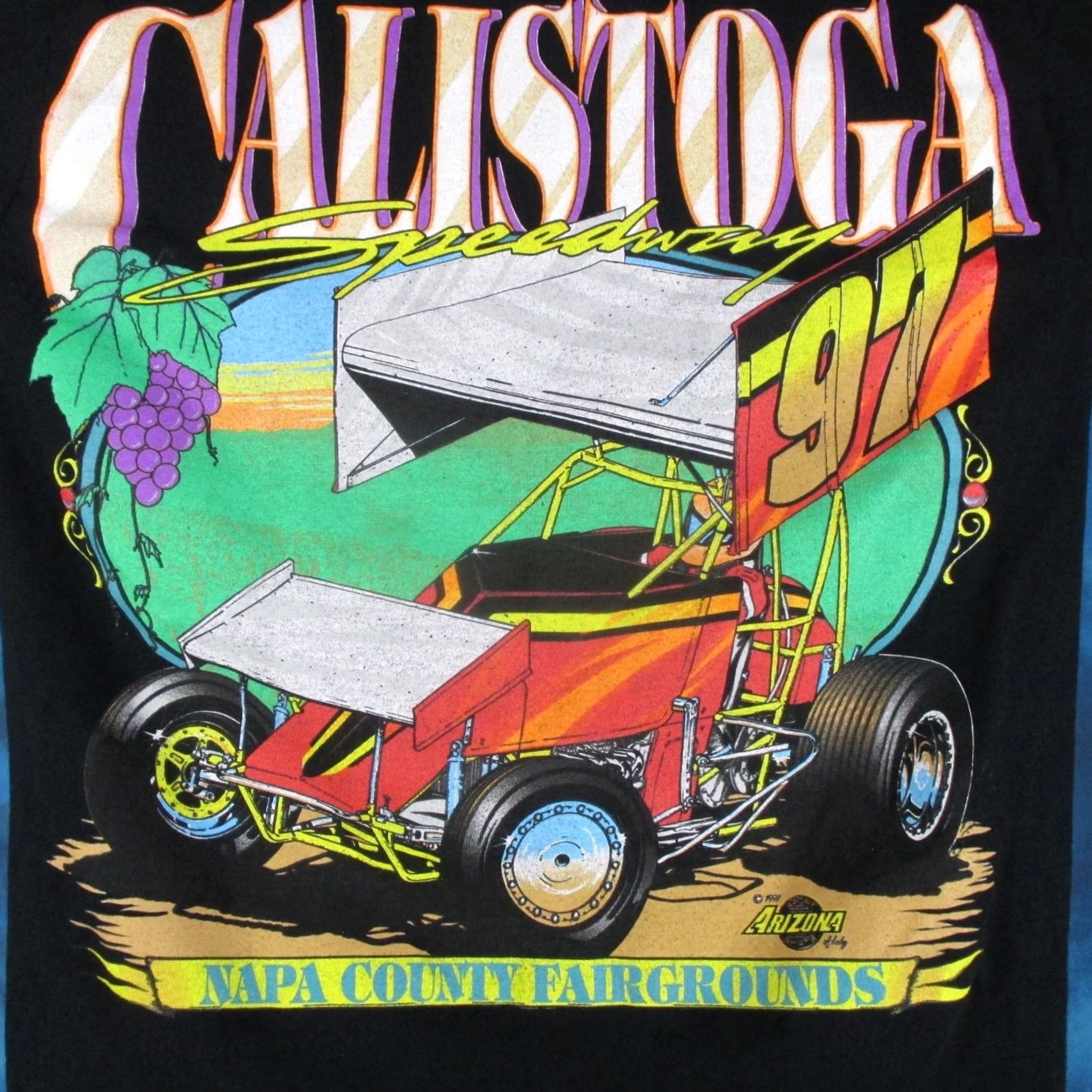 Vintage vtg 90s CALISTOGA SPRINT CAR RACING T-Shirt SMALL single stitch world of outlaws Mens Shirt XS? Size US S / EU 44-46 / 1 - 7 Thumbnail