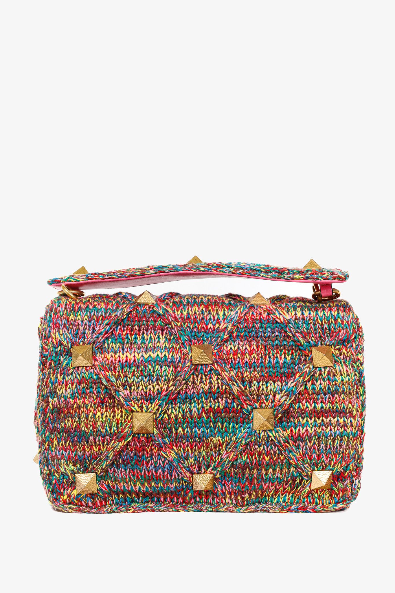Valentino Valentino Garavani Roman Stud Crochet Shoulder Bag Size ONE SIZE - 4 Thumbnail