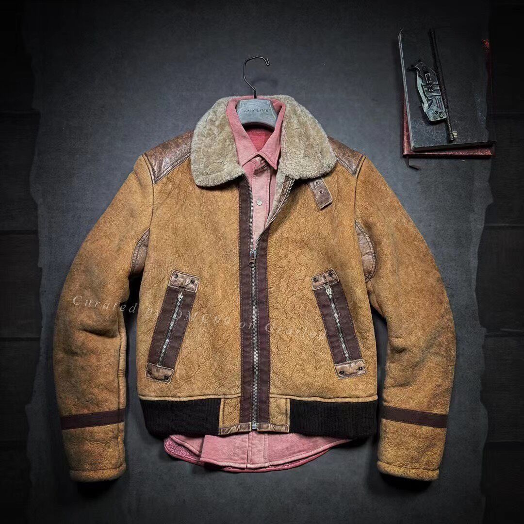 Other BROGDEN Men's Vintage Shearling Flight Jacket Size US S / EU 44-46 / 1 - 1 Thumbnail