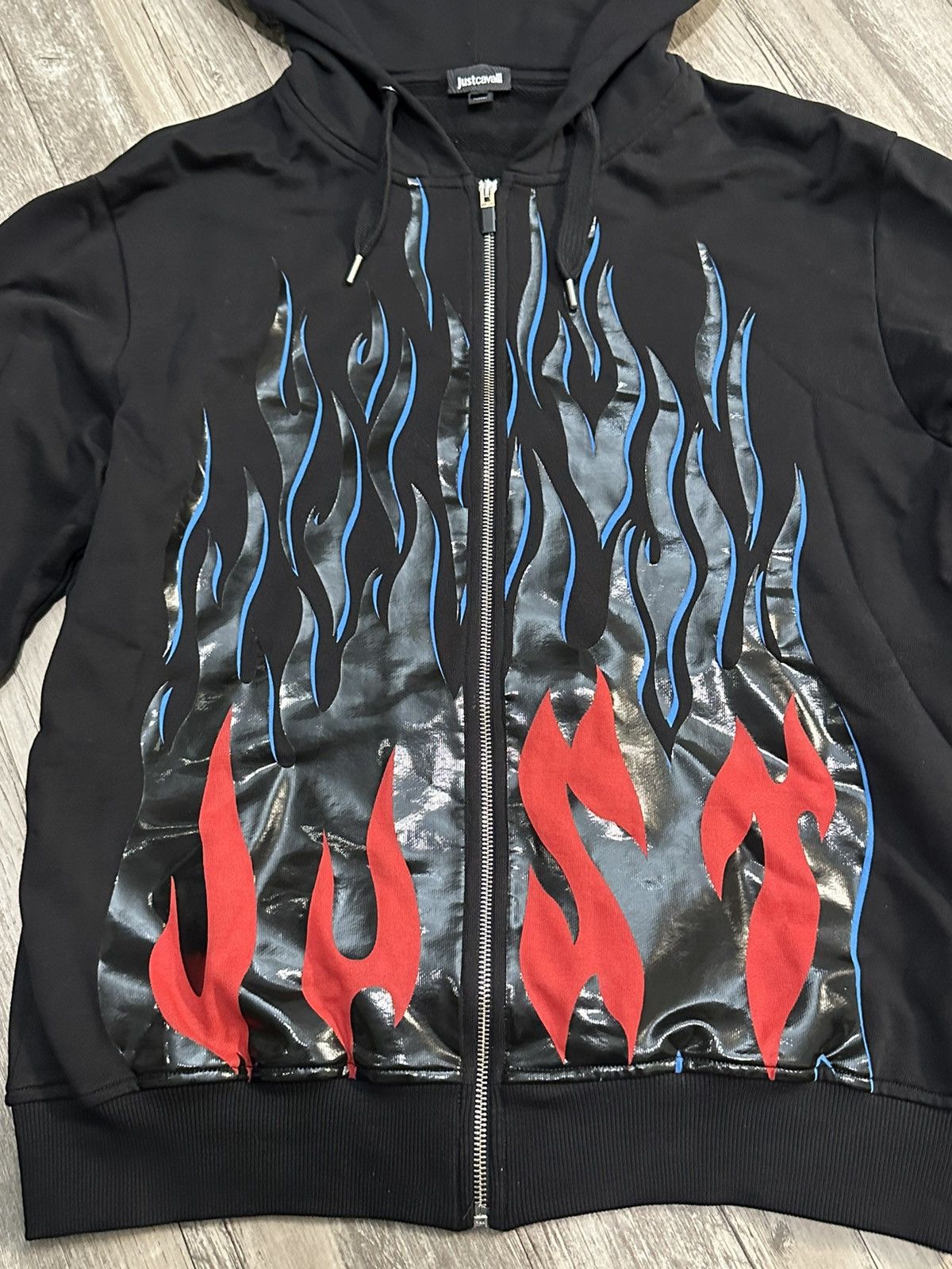 Just Cavalli Just Cavali Large Fire Print Zip Up Hoodie Grailed