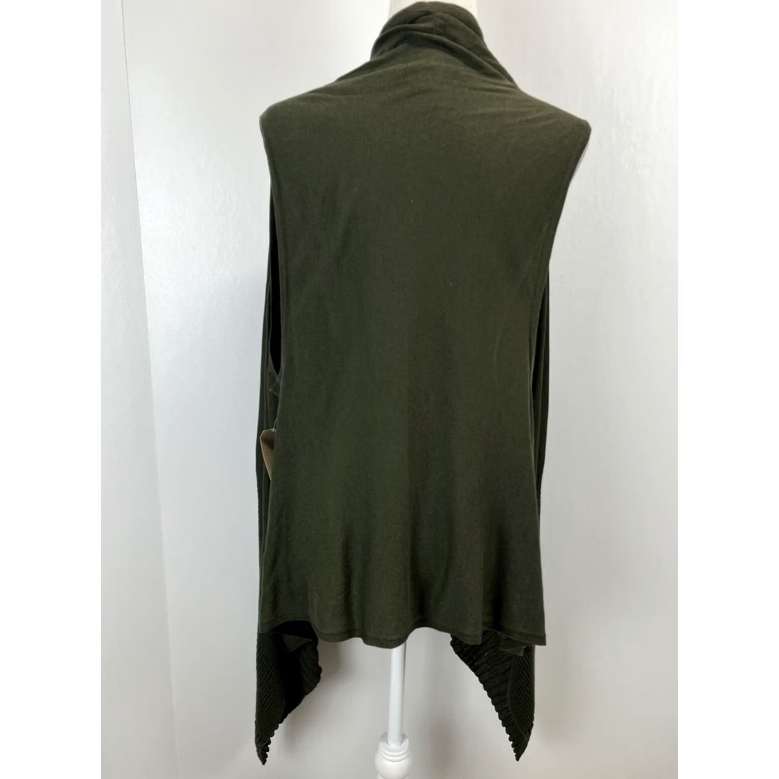 Coldwater Creek Coldwater Creek Vest Sweater Open Front One Size Womens Olive Green Boho Festival Knit Cardigan Size ONE SIZE - 3 Thumbnail
