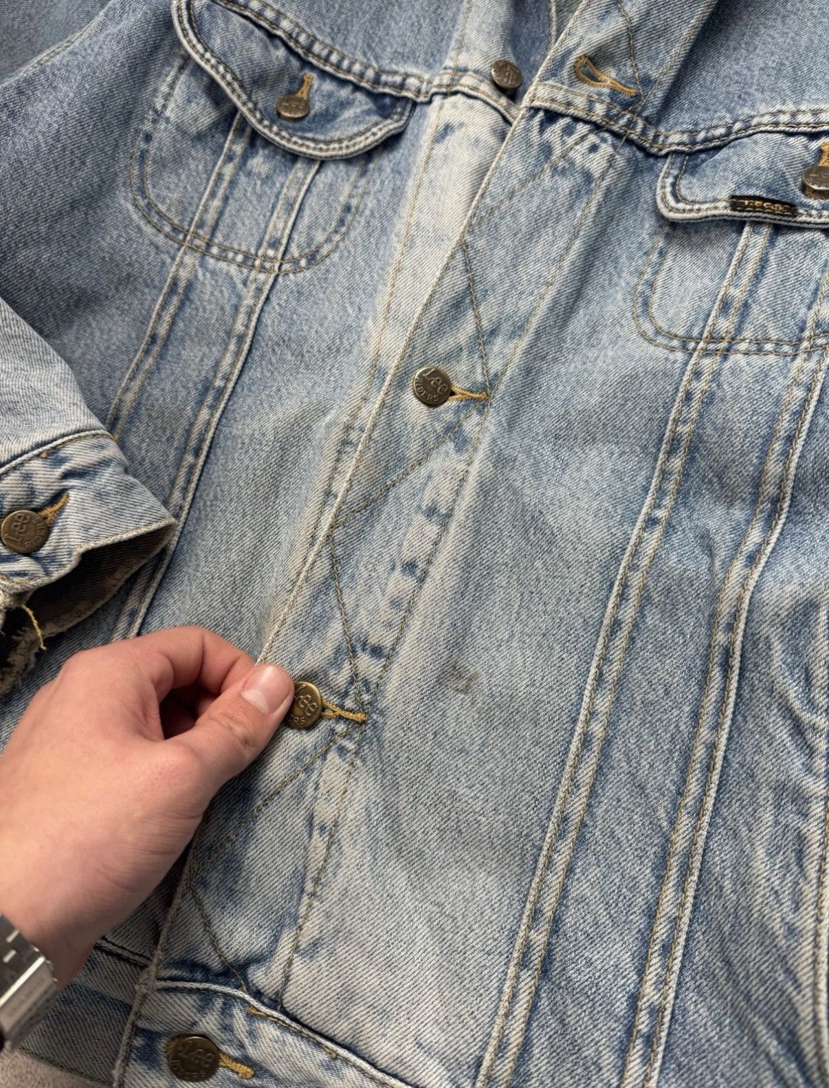 Lee Vintage LEE 90s Lined Rider Button Up Denim Jeans Jacket Men Size US XL / EU 56 / 4 - 8 Thumbnail