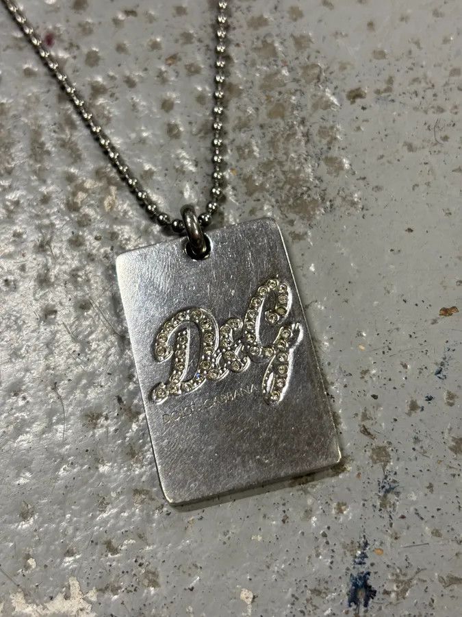 Dolce & Gabbana 2000s Dolce & Gabbana Pave Crystal Dog Tag Necklace Size ONE SIZE - 3 Thumbnail