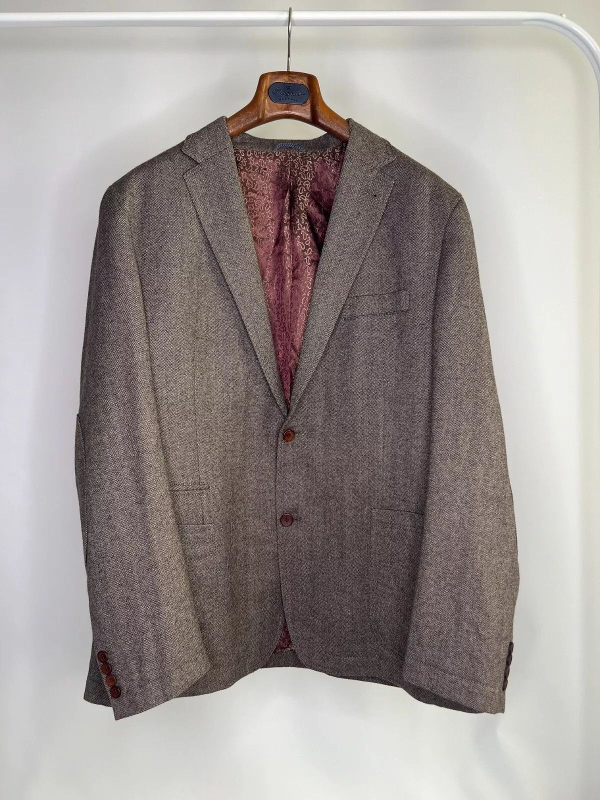 Other MARIO BARUTTI Wool Tweed Light Brown Men's Jacket Blazer Size 48R - 3 Thumbnail