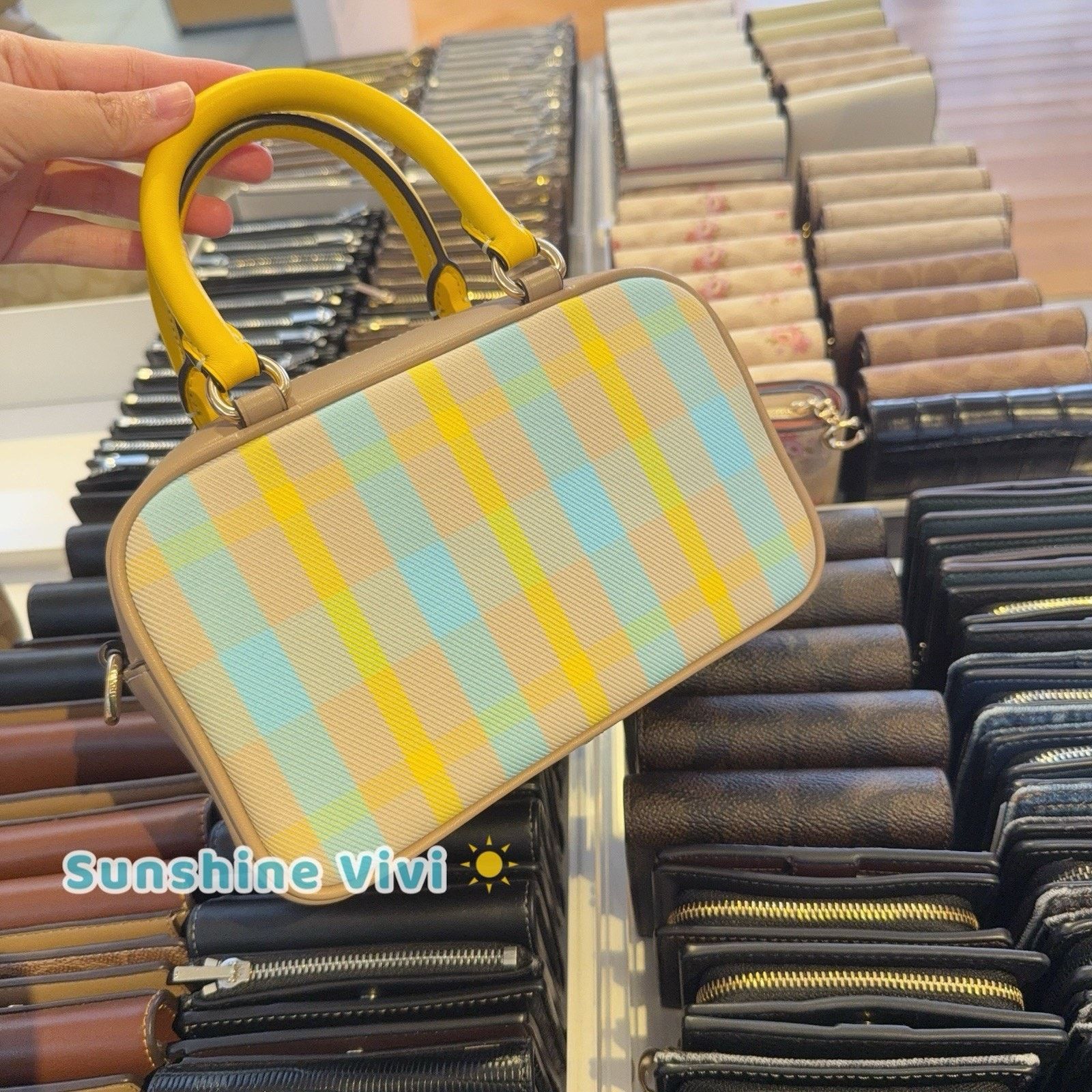 Coach NWT COACH Satchel Crossbody Bag Plaid cbi90 Bright Maize Size ONE SIZE - 3 Thumbnail
